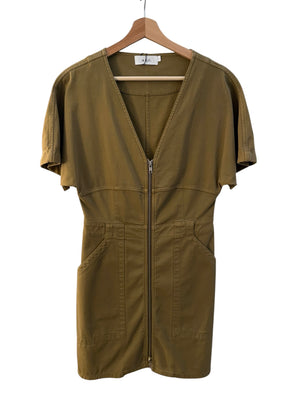 ALC Olive Denim Dress with Zipper
