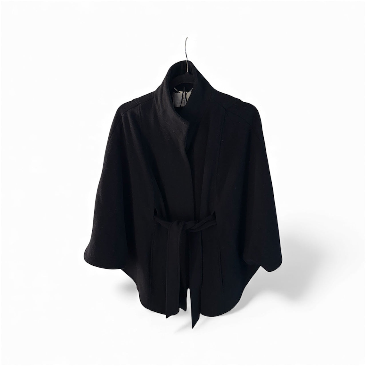 Jacques Vert Black Cape Coat with Belt