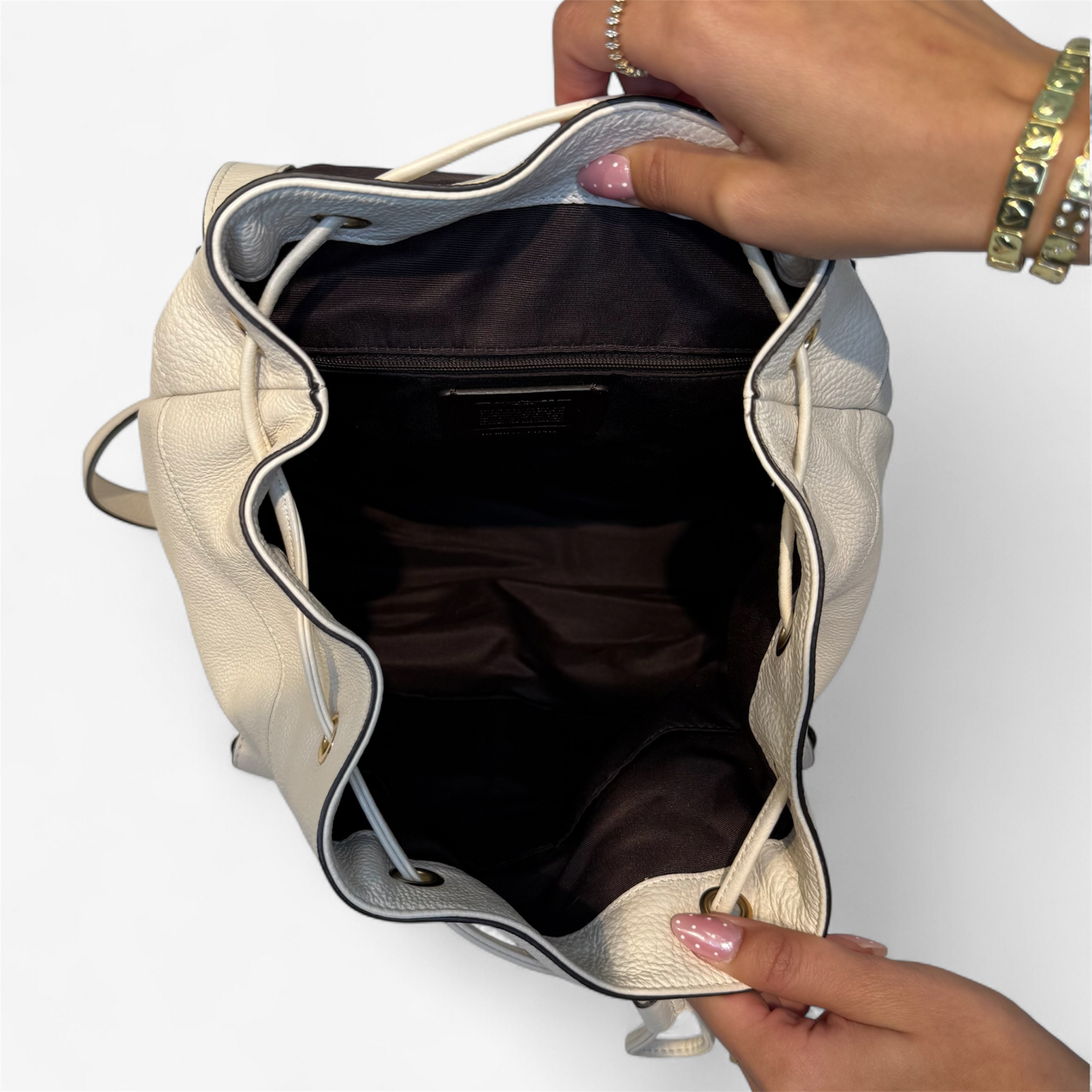 Coach White Leather Backpack