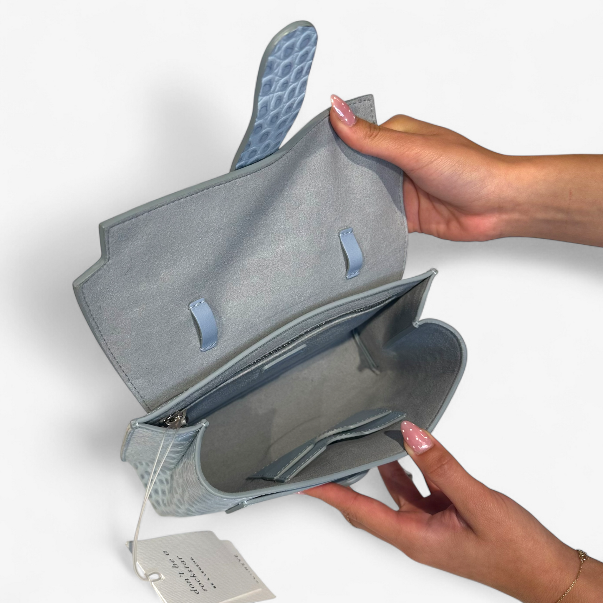 Senreve Baby Blue Croc Effect Crossbody Bag