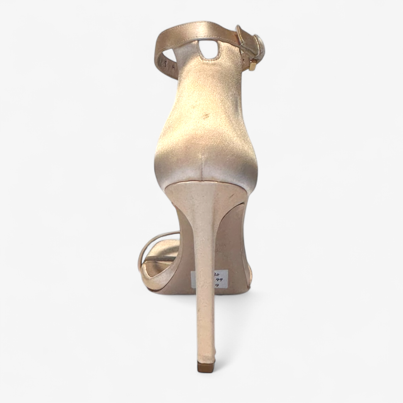 Stuart Weitzman Beige Satin Ankle Strap Sandals