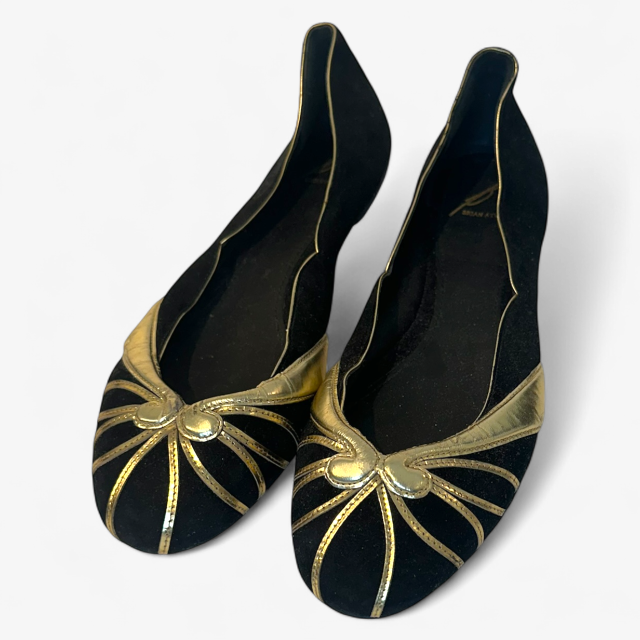 Brian Atwood Black/Gold Flats