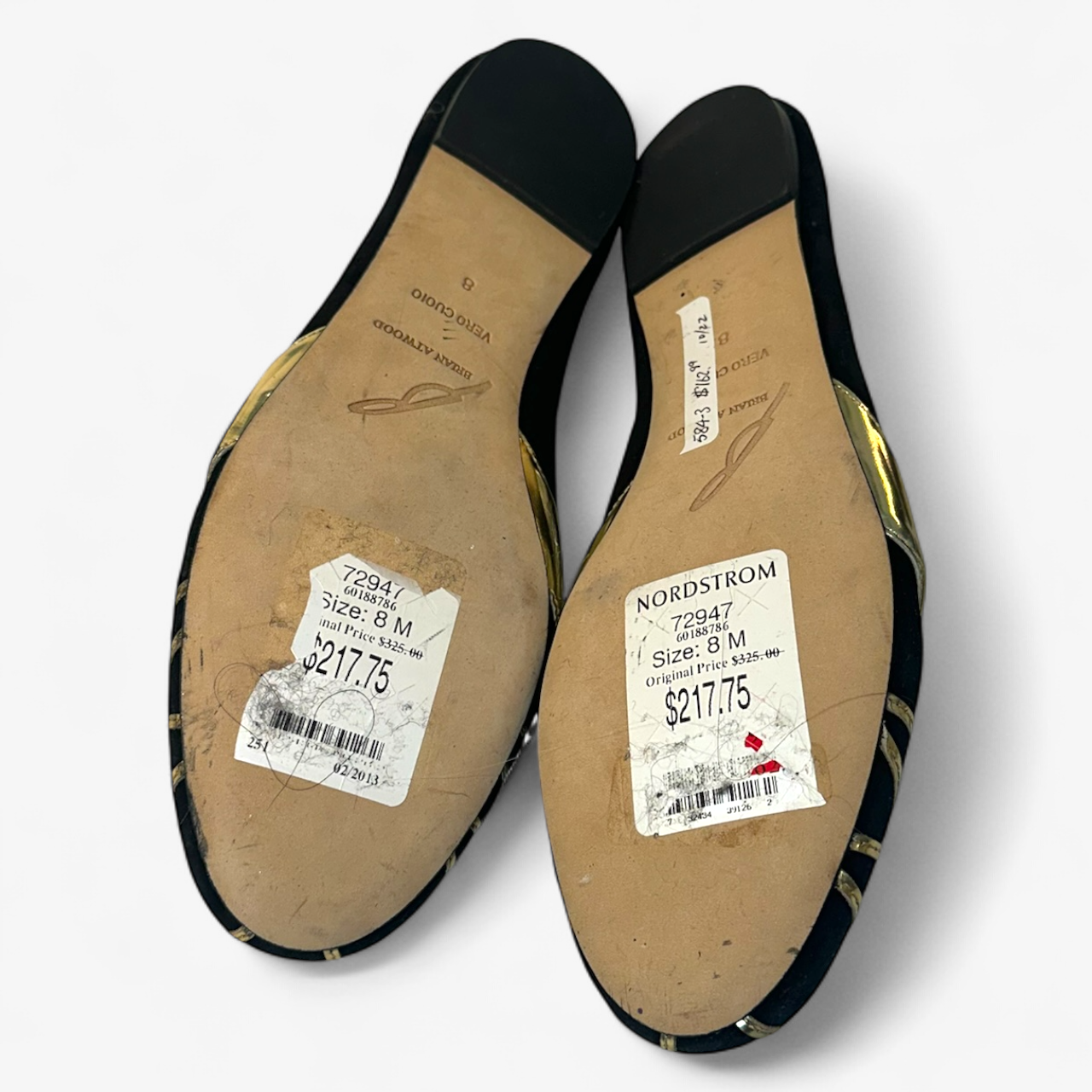 Brian Atwood Black/Gold Flats