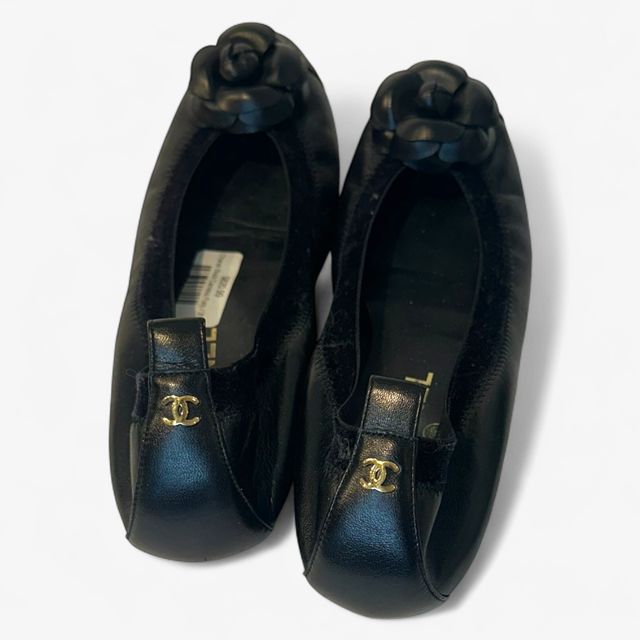 Chanel Black Camelia Flats