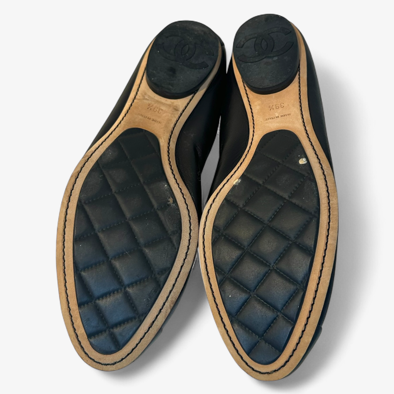 Chanel Black Camelia Flats