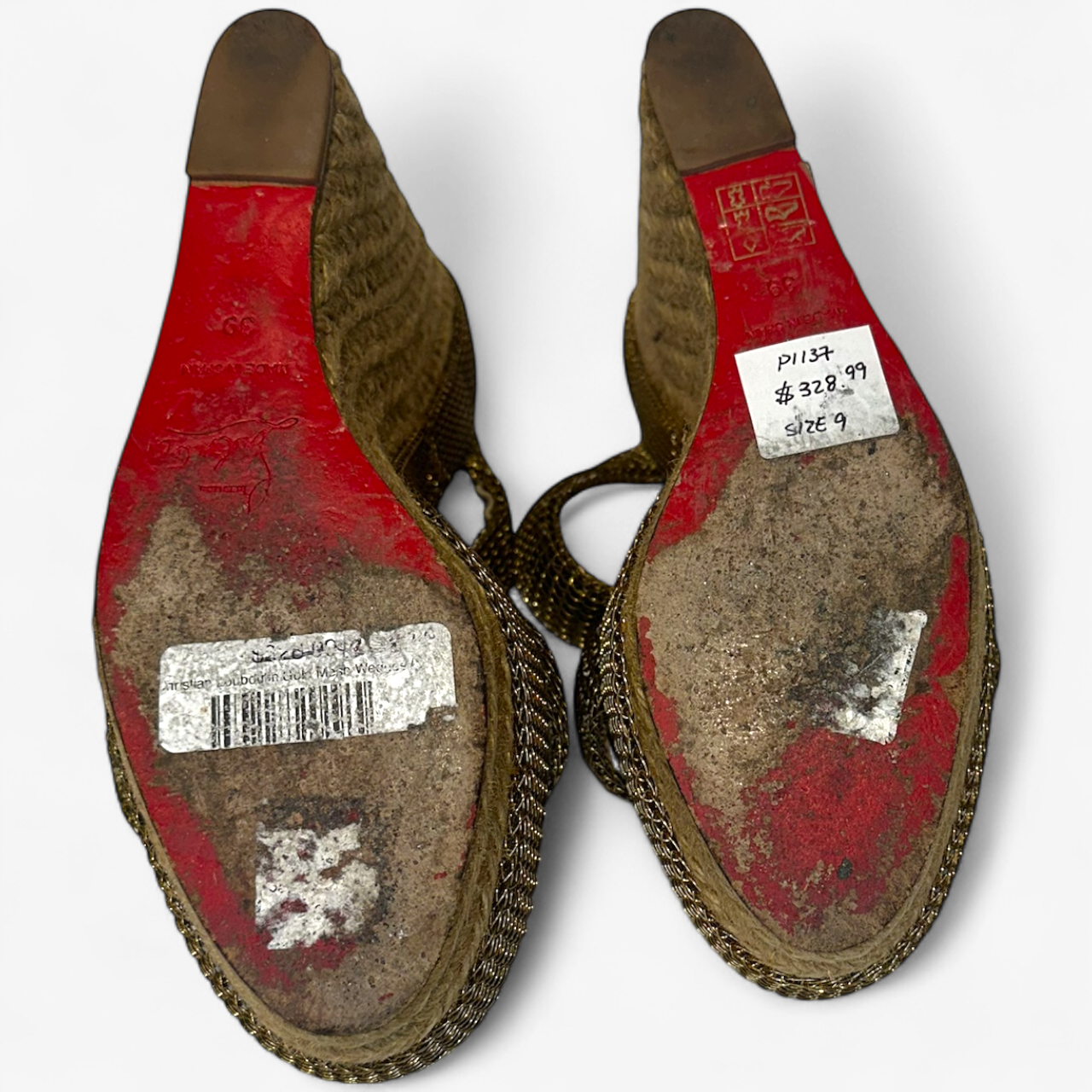 Christian Louboutin Gold Mesh Wedges