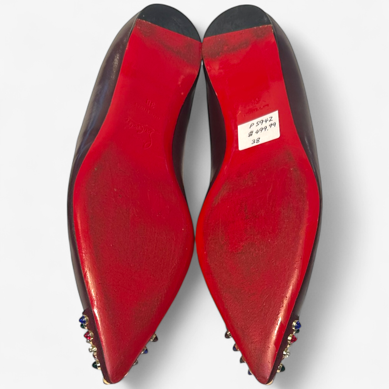 Christian Louboutin Merlot Multi Stone Studded Flats