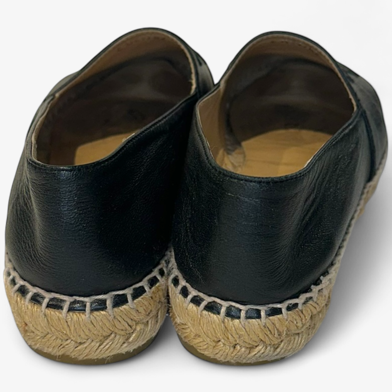Chanel Black Leather Espadrilles