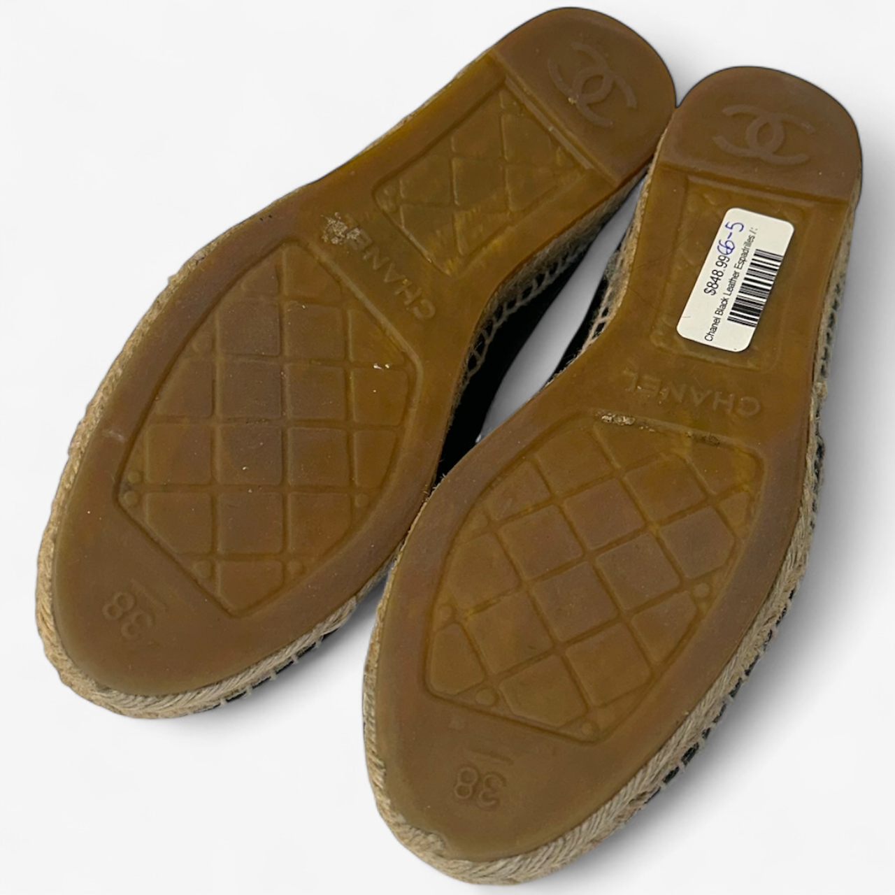 Chanel Black Leather Espadrilles