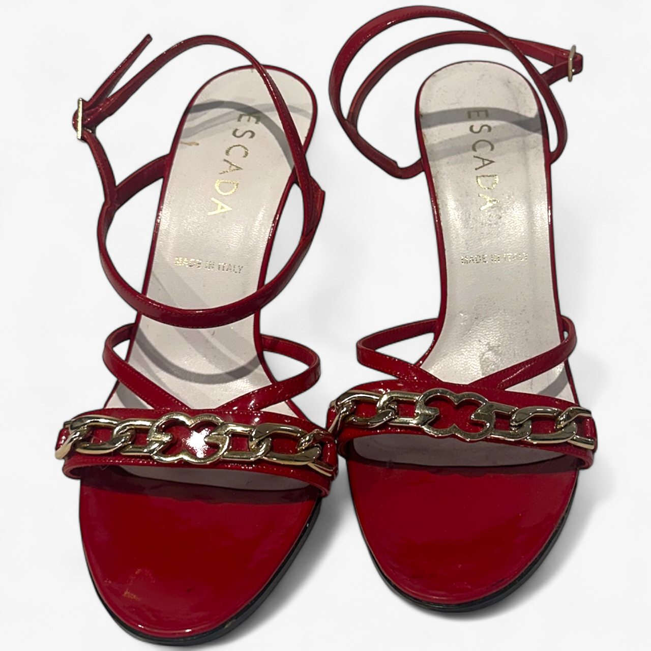 Escada Red Heels with Gold Hardware
