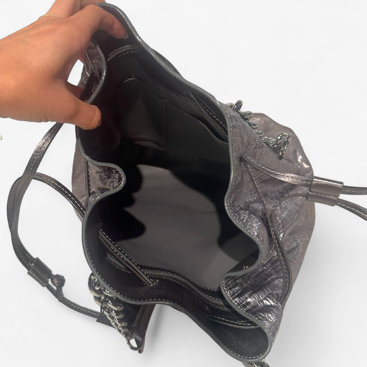 Jimmy Choo Metallic Handbag with Metal Tassel