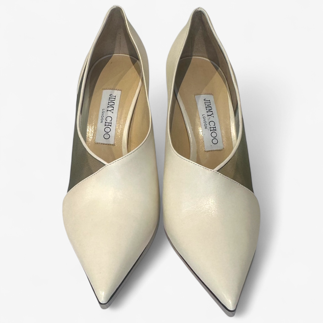 Jimmy Choo Siba 85 Mesh White Leather Pumps