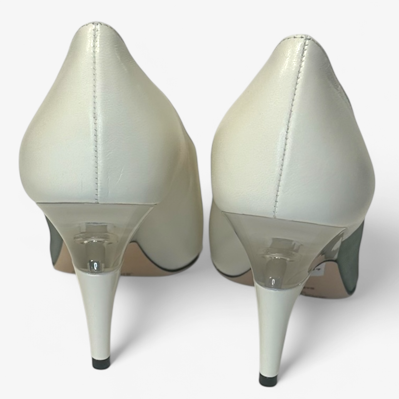 Jimmy Choo Siba 85 Mesh White Leather Pumps