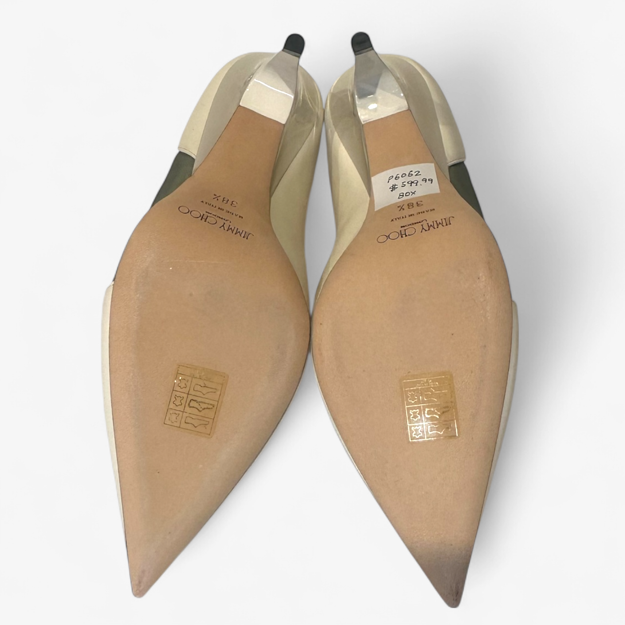 Jimmy Choo Siba 85 Mesh White Leather Pumps