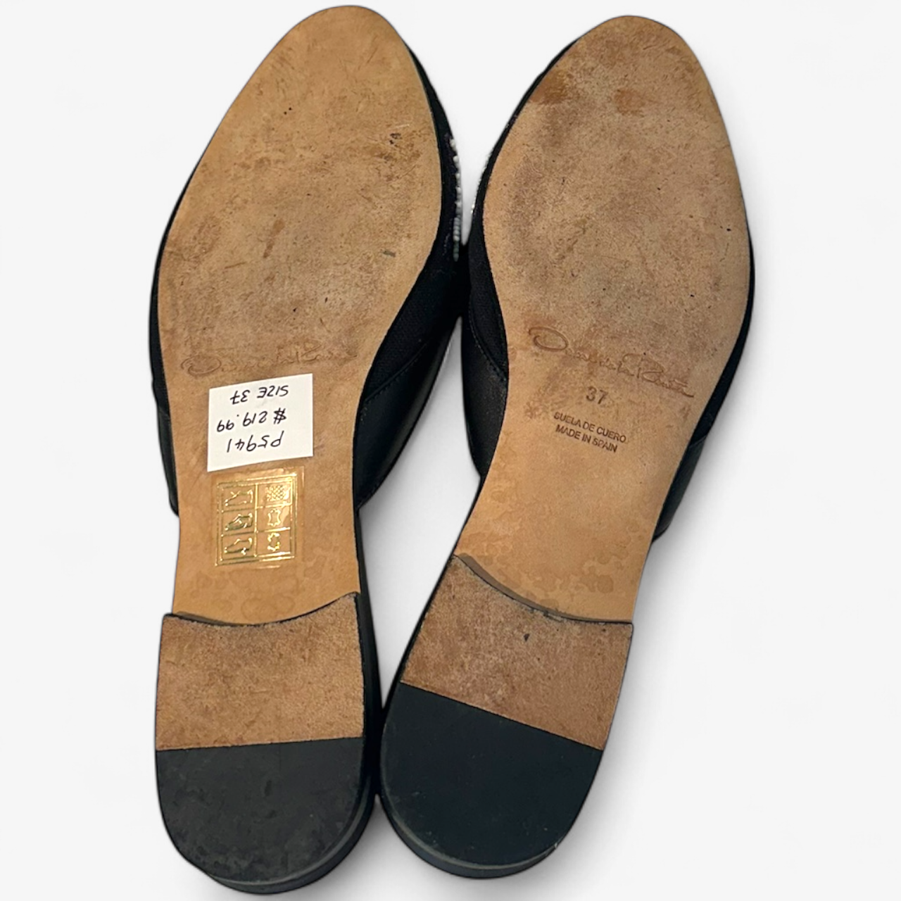 Oscar de la Renta Black/Green Bead Mules