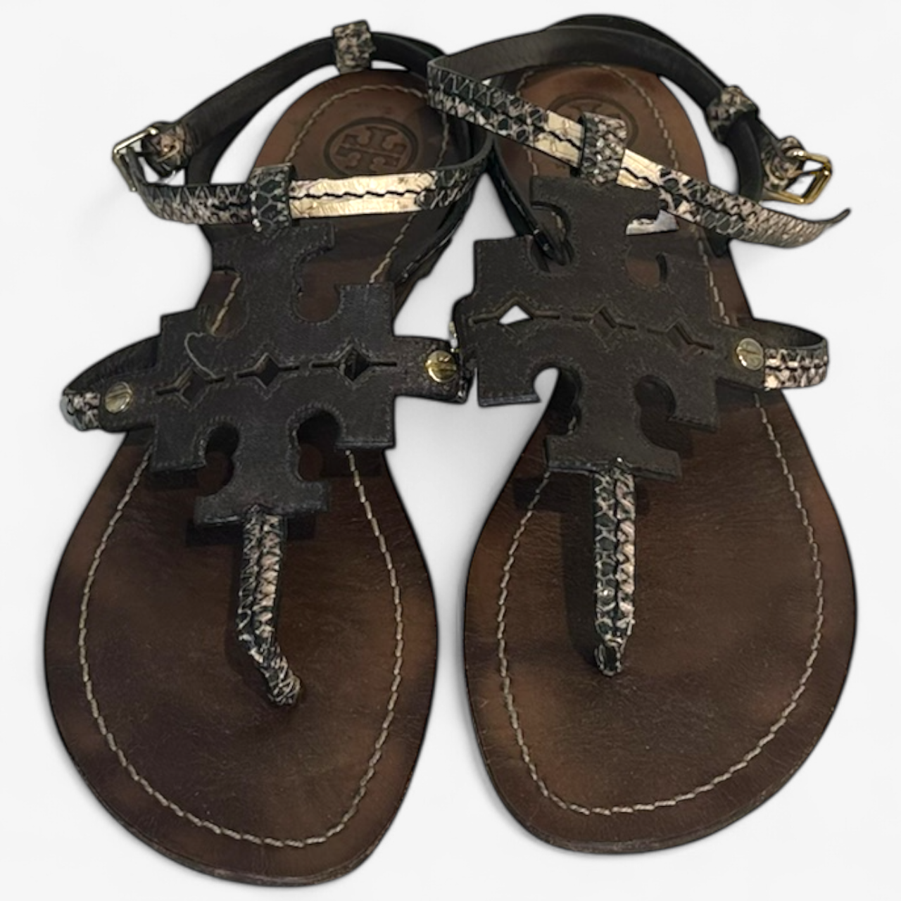 Tory Burch Snake Embossed Flat Sandals