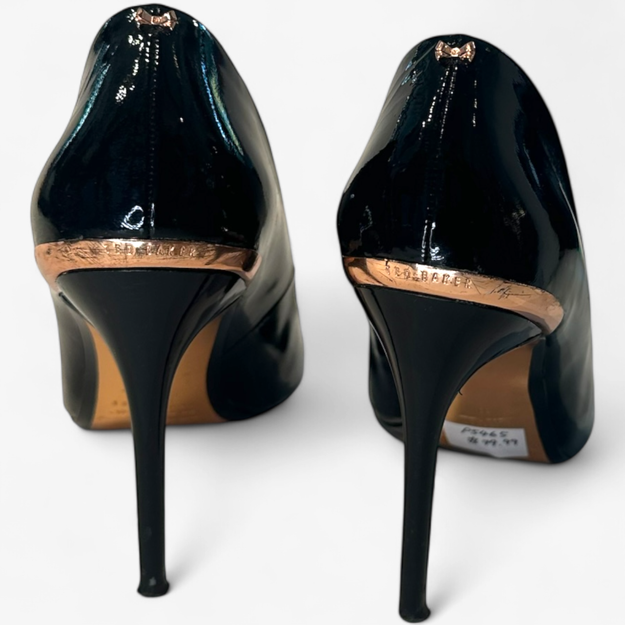 Ted Baker Black Patent Heels with Rose Gold Detail