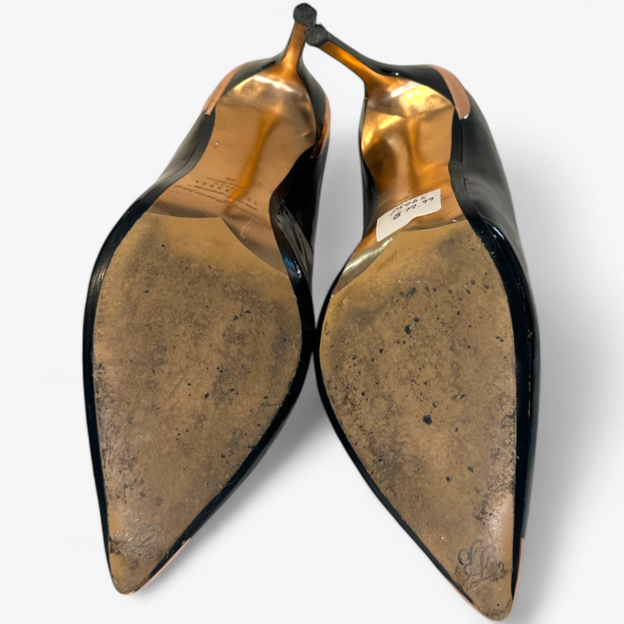 Ted Baker Black Patent Heels with Rose Gold Detail