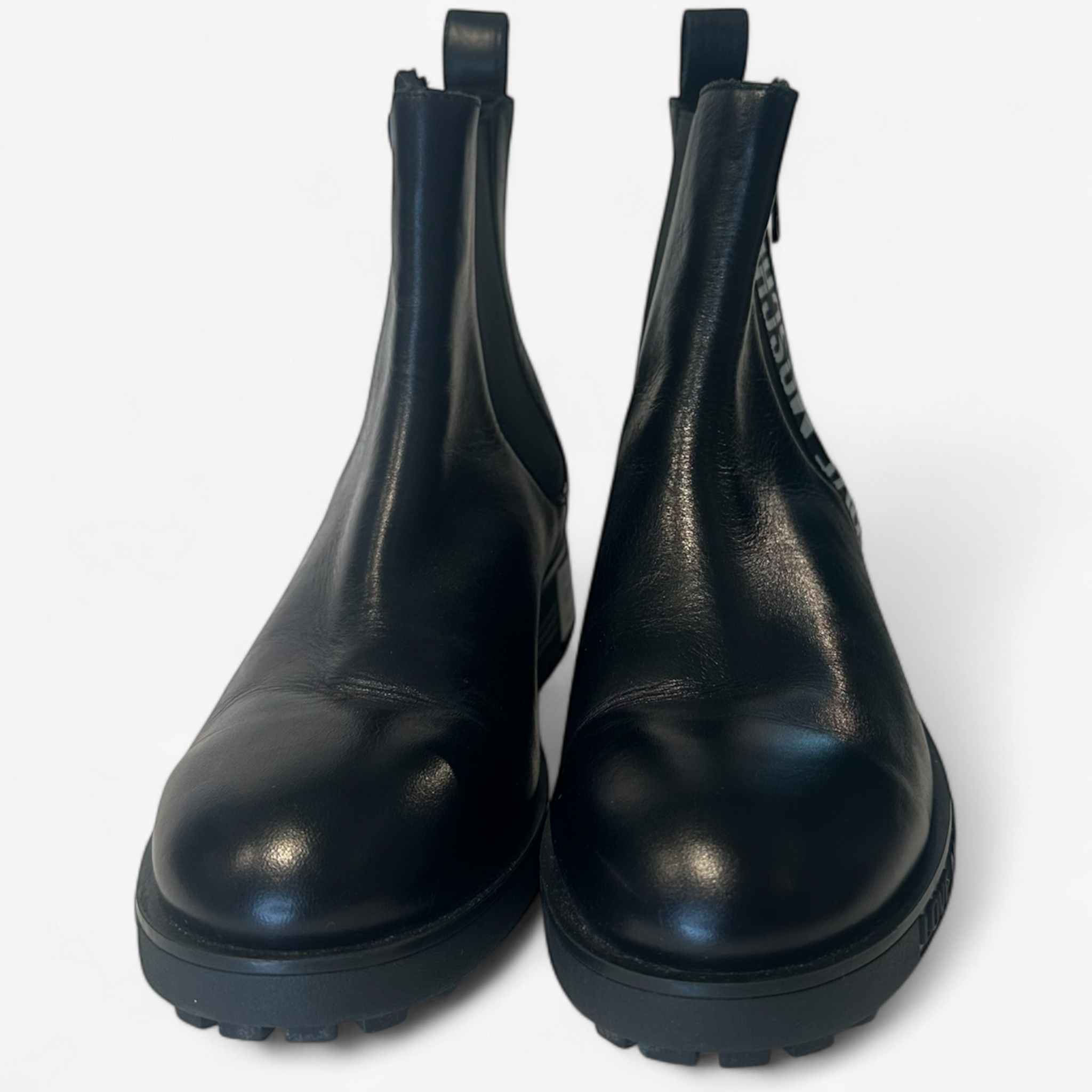 Love Moschino Black Leather Chelsea Boots