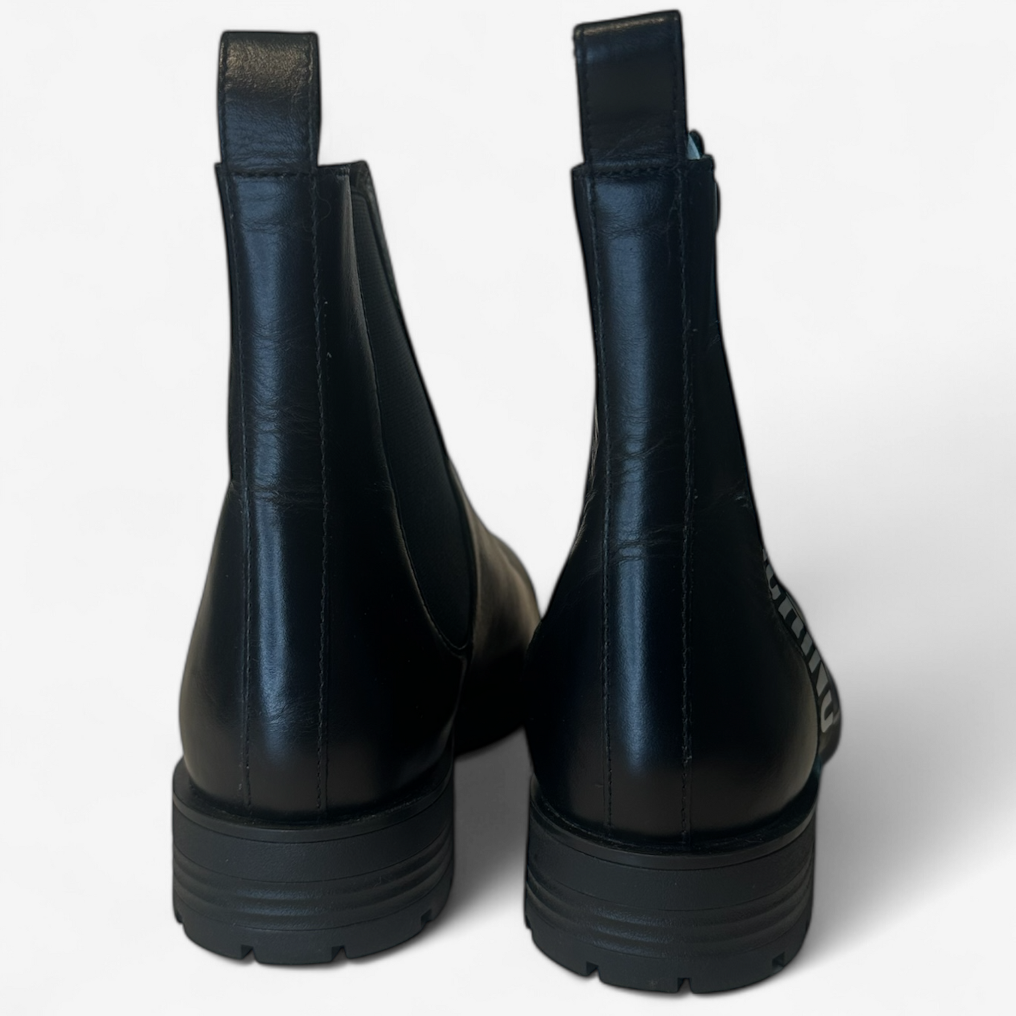 Love Moschino Black Leather Chelsea Boots