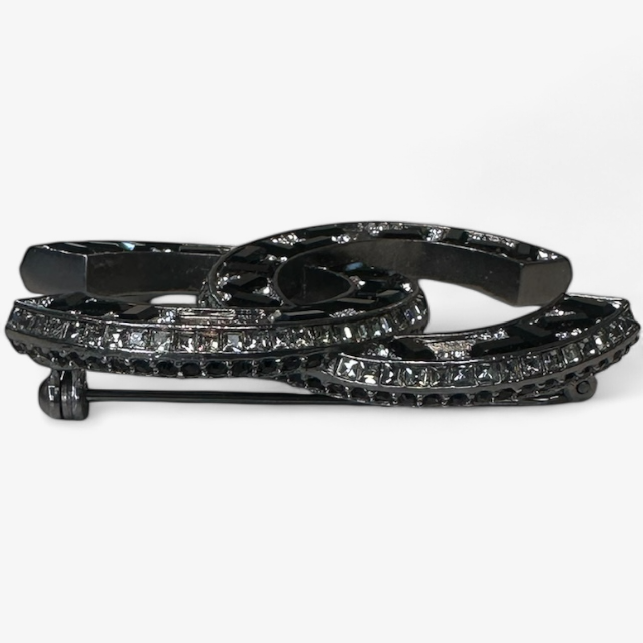 Chanel Black and White CC Brooch