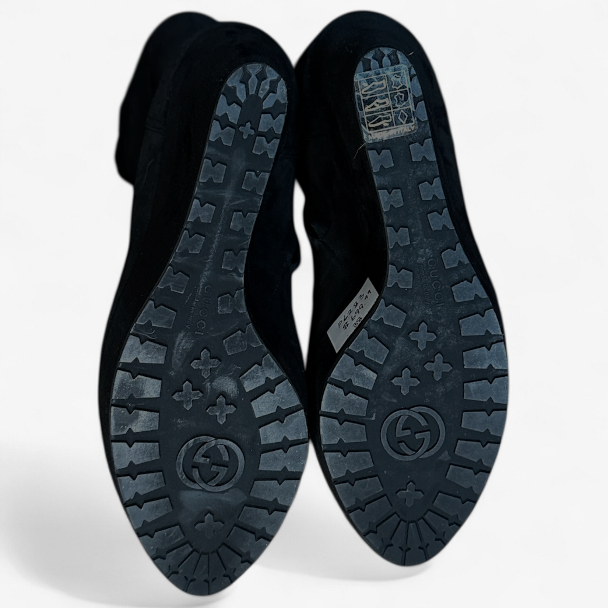 Gucci Microguccisima Black Suede Boots with Fur Trim