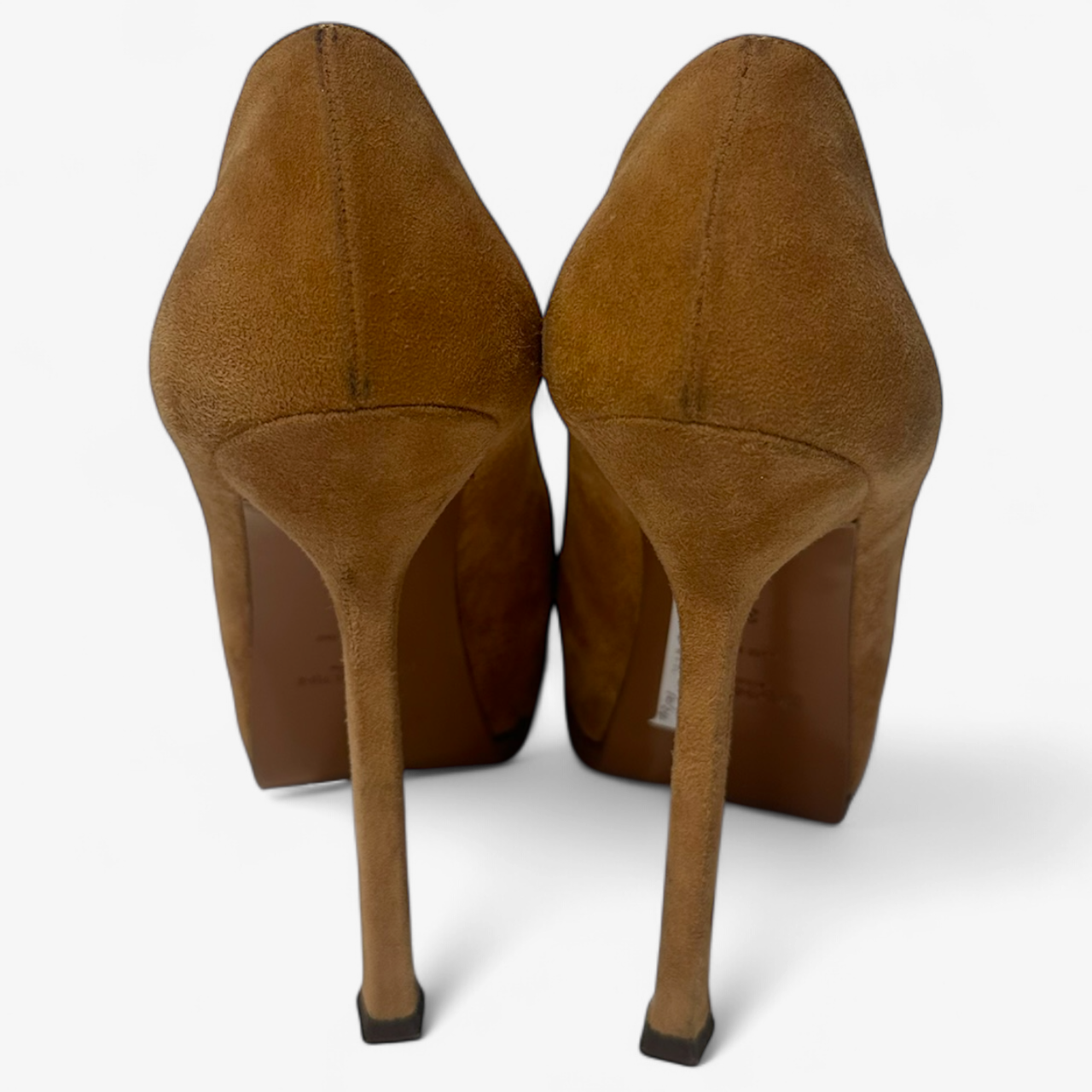 YSL Tan Suede Patent Pumps