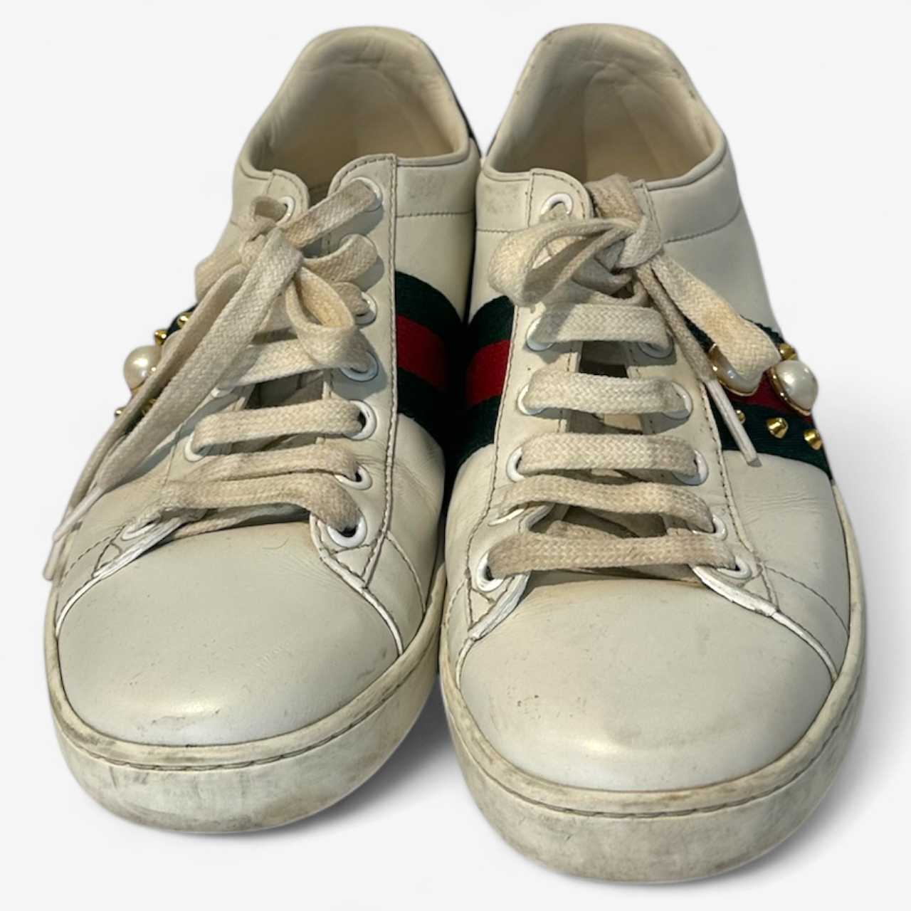 Gucci Ace Studded Sneakers with Pearls
