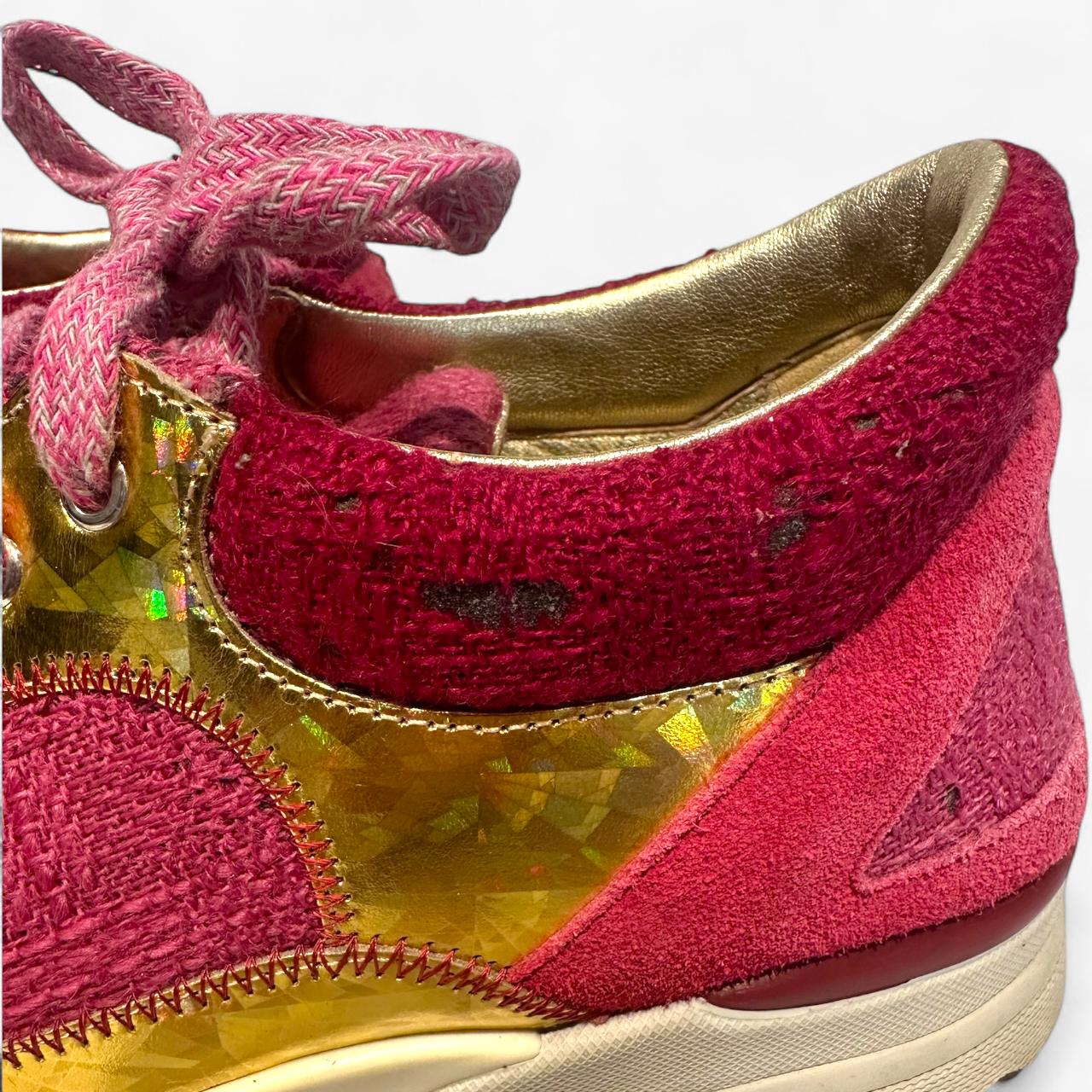 Chanel Pink and Gold Sneakers