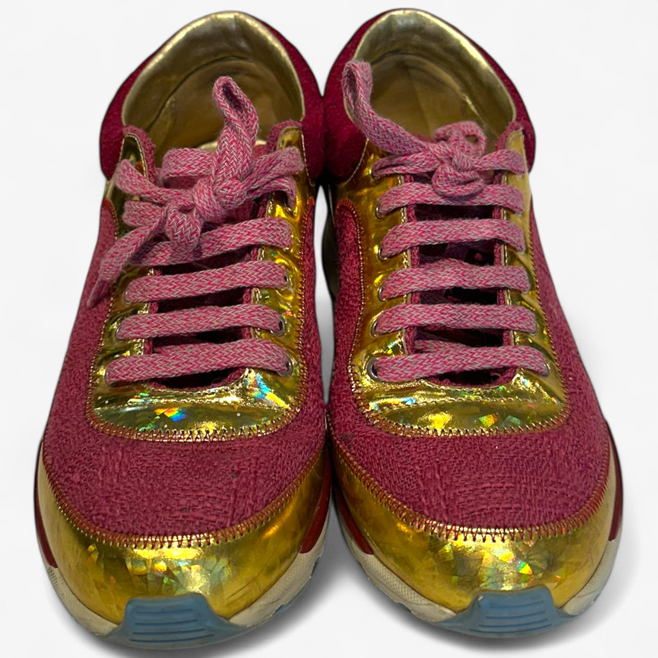 Chanel Pink and Gold Sneakers