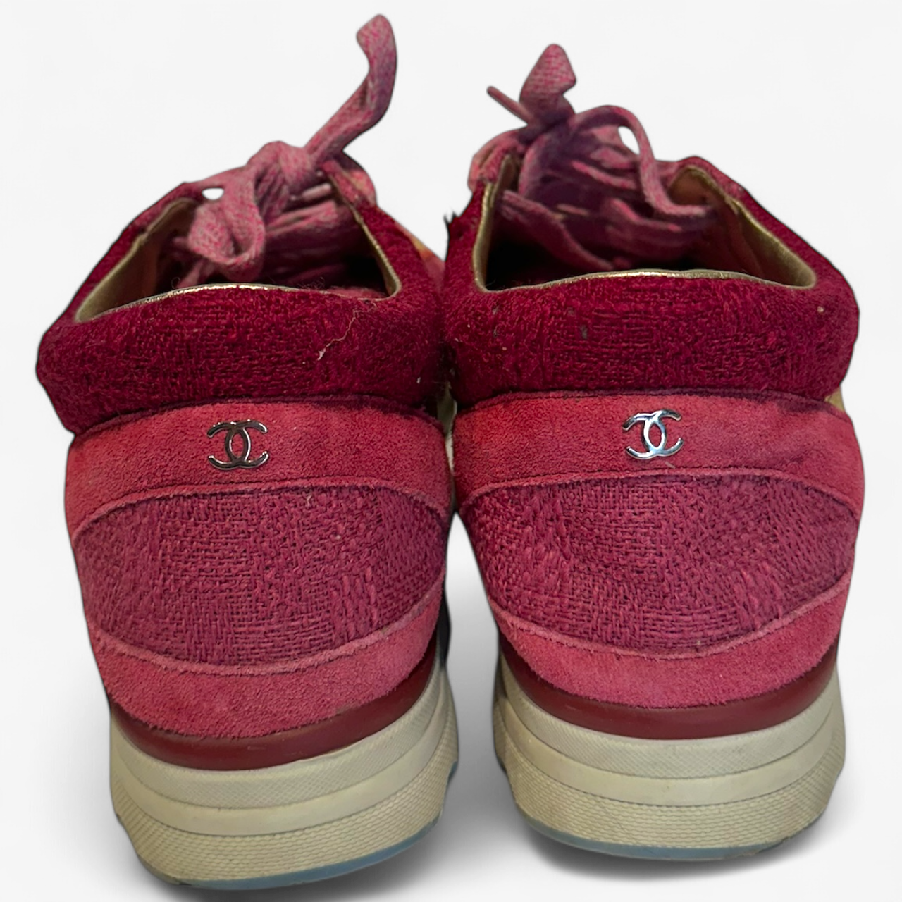 Chanel Pink and Gold Sneakers