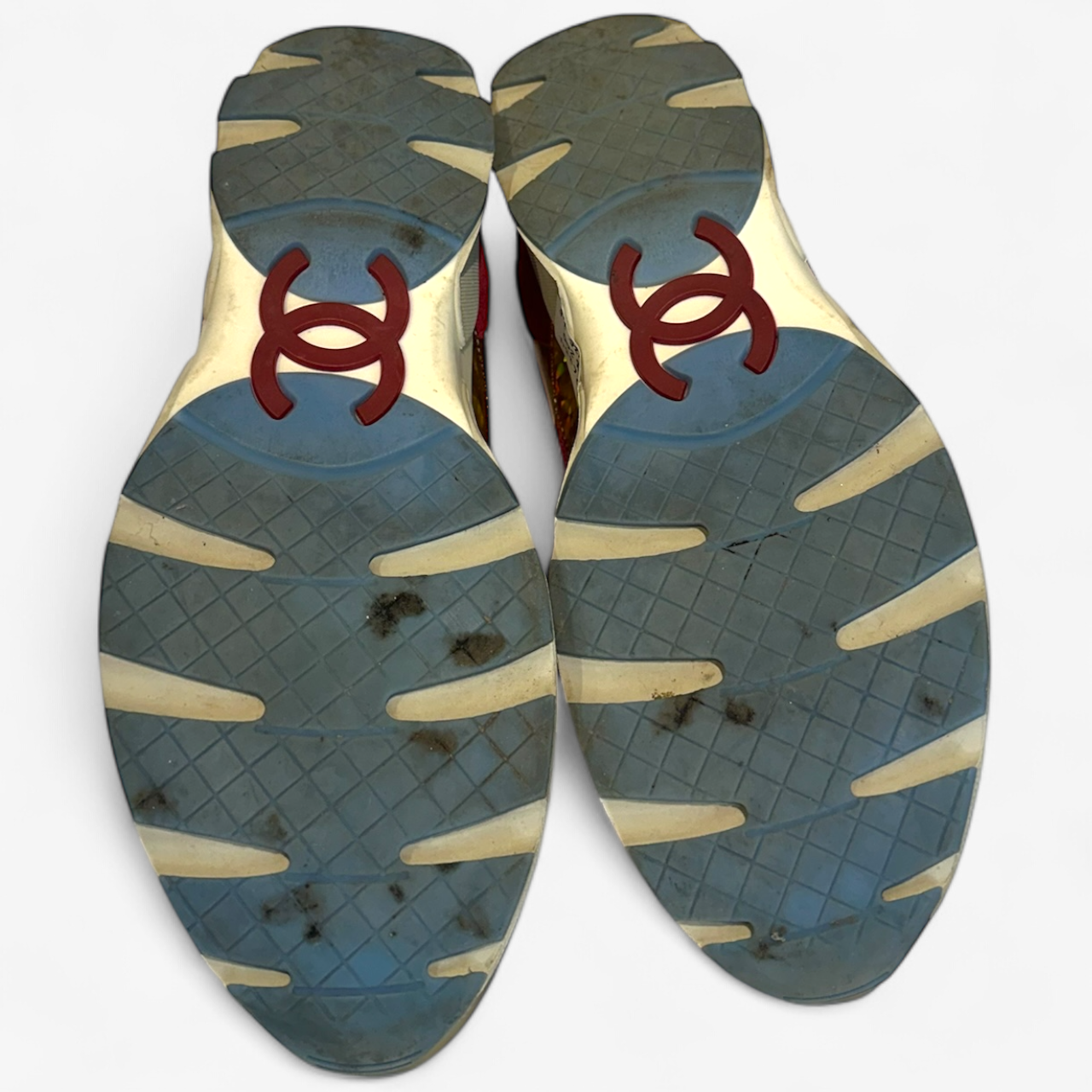 Chanel Pink and Gold Sneakers