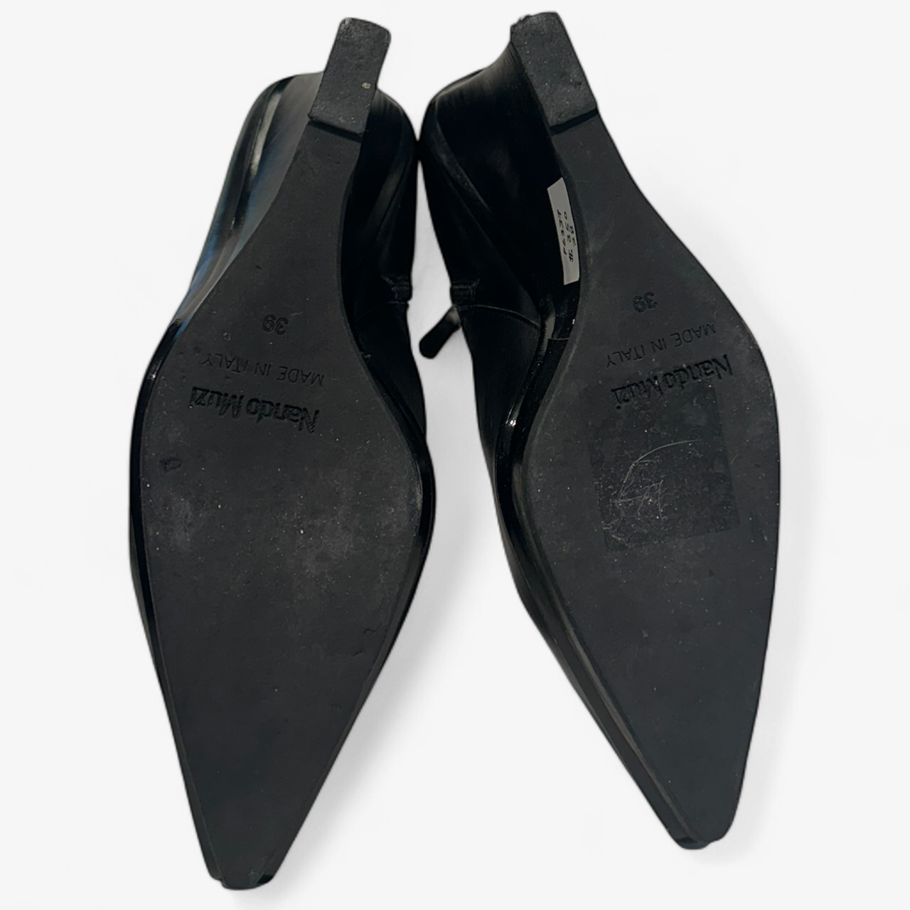 Nando Muzi Black Leather Ankle Boots -Wedge