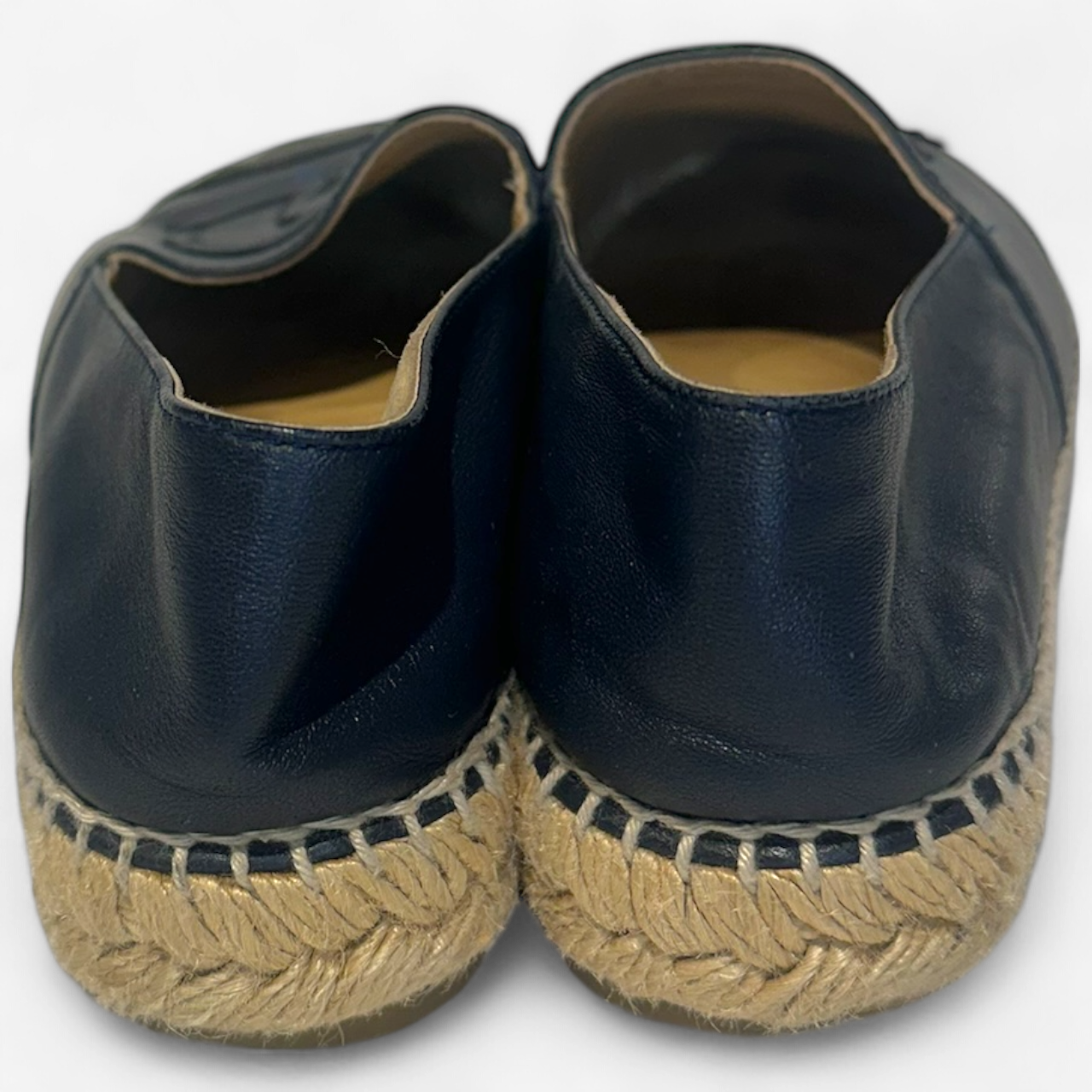 Chanel Dark Navy Black Toe Cap Espadrilles