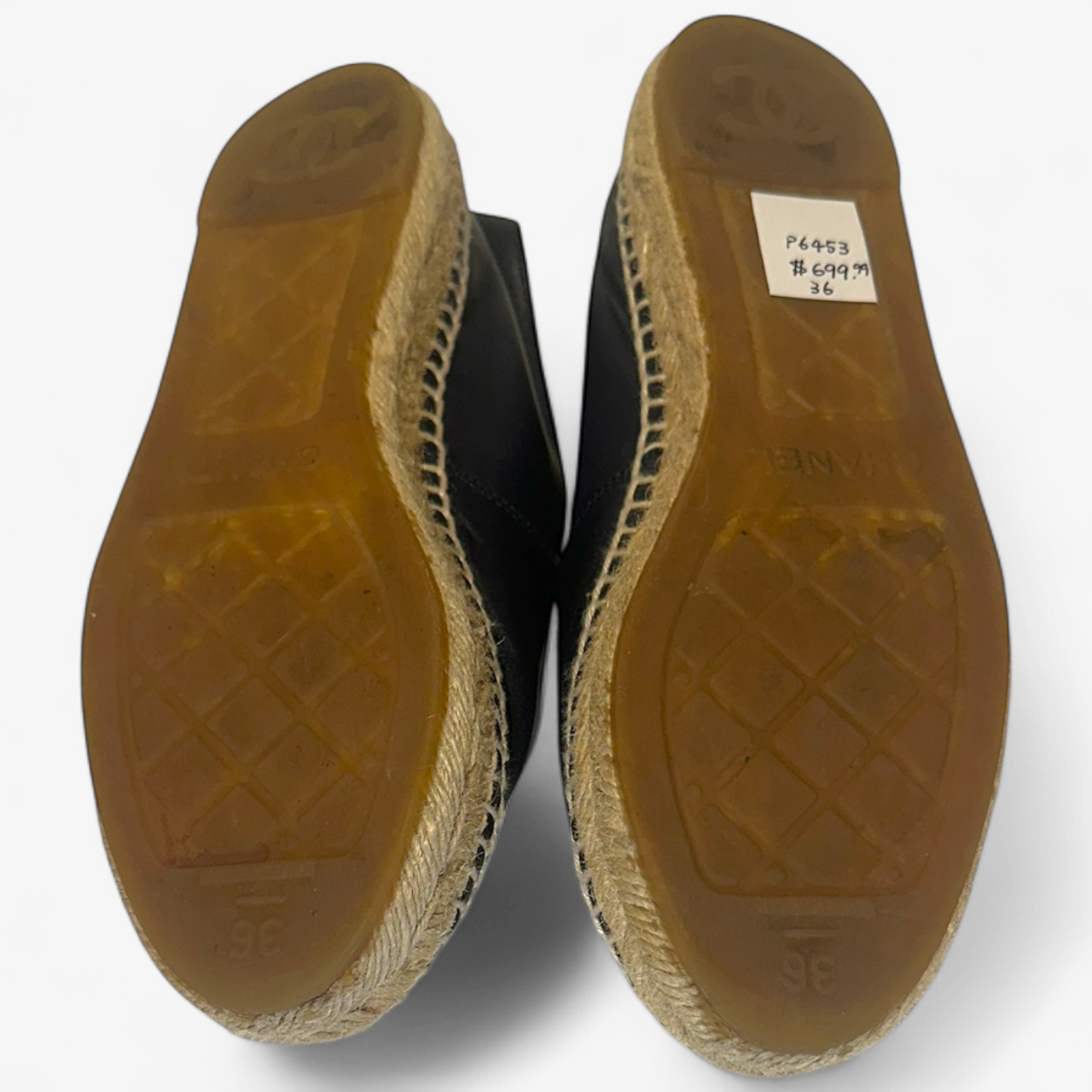 Chanel Dark Navy Black Toe Cap Espadrilles