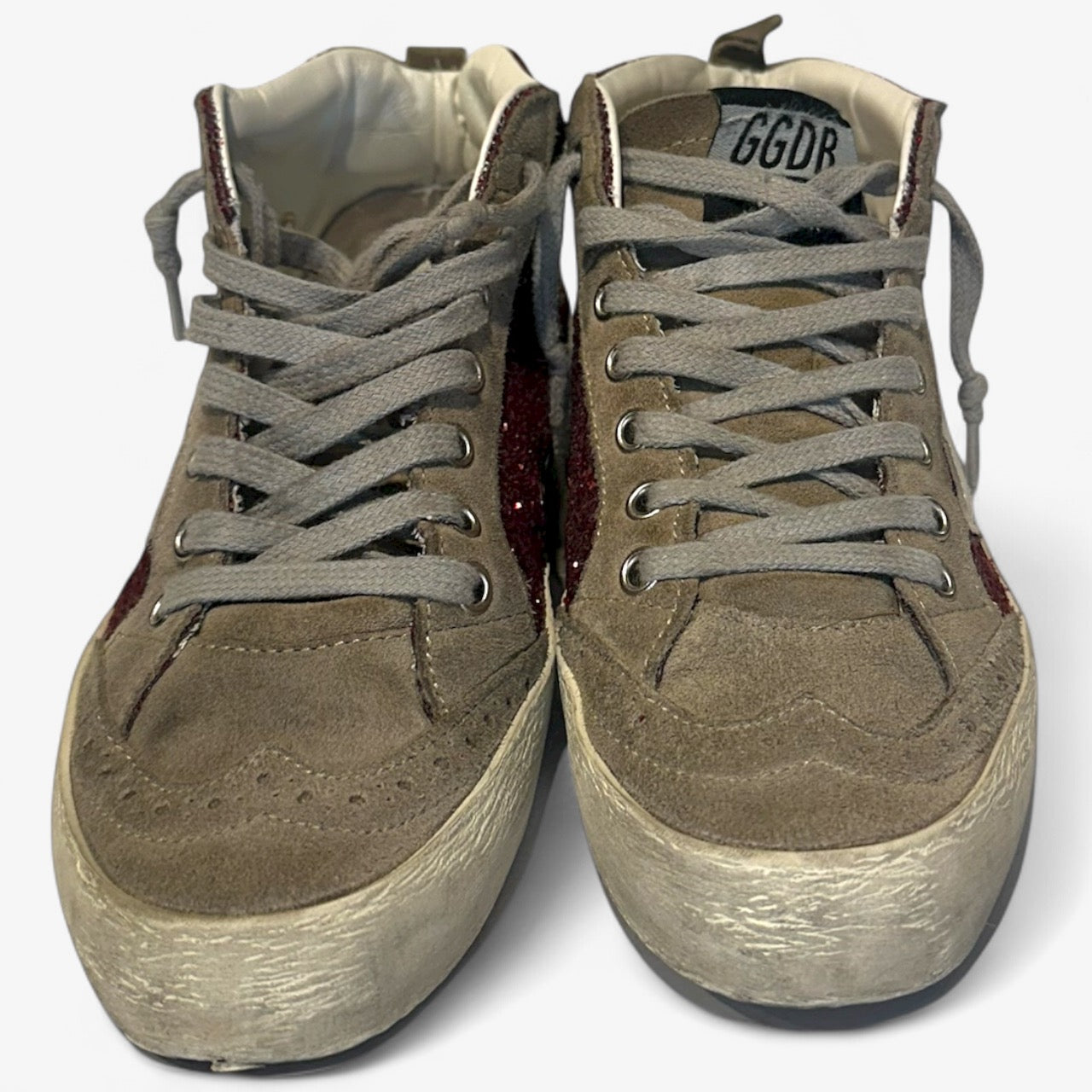 Golden Goose Glitter Burgundy Mid-Star High-Top