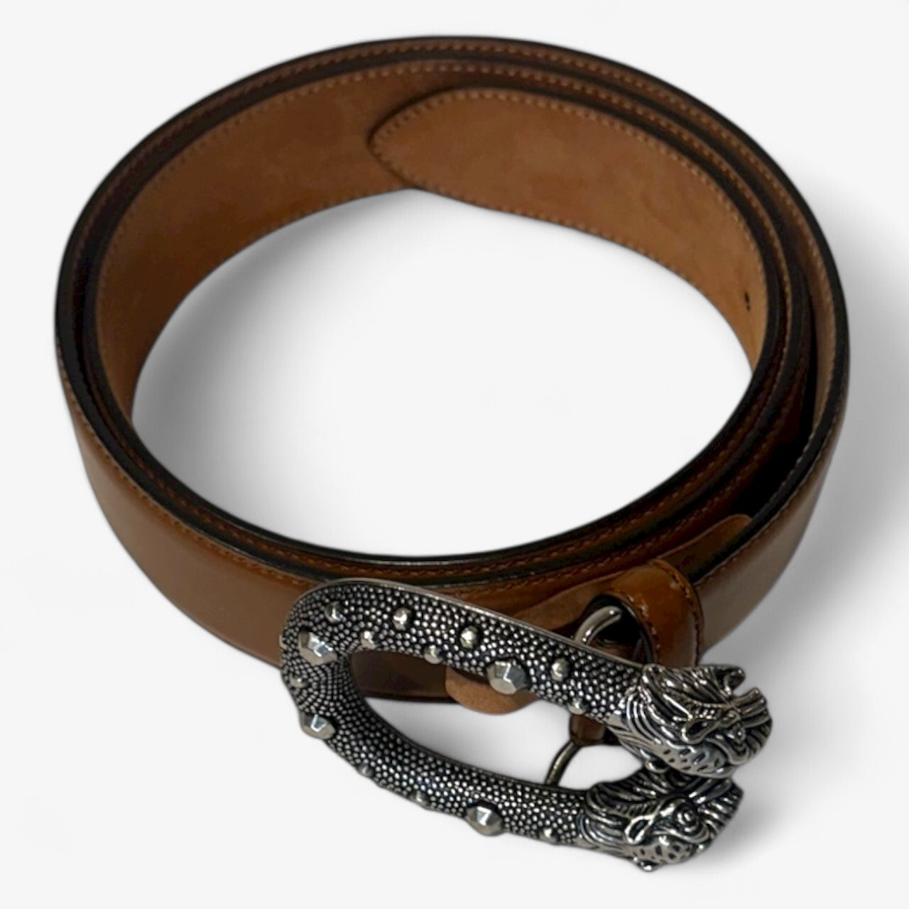 Gucci Men's Brown Belt - Tiger Head Buckle