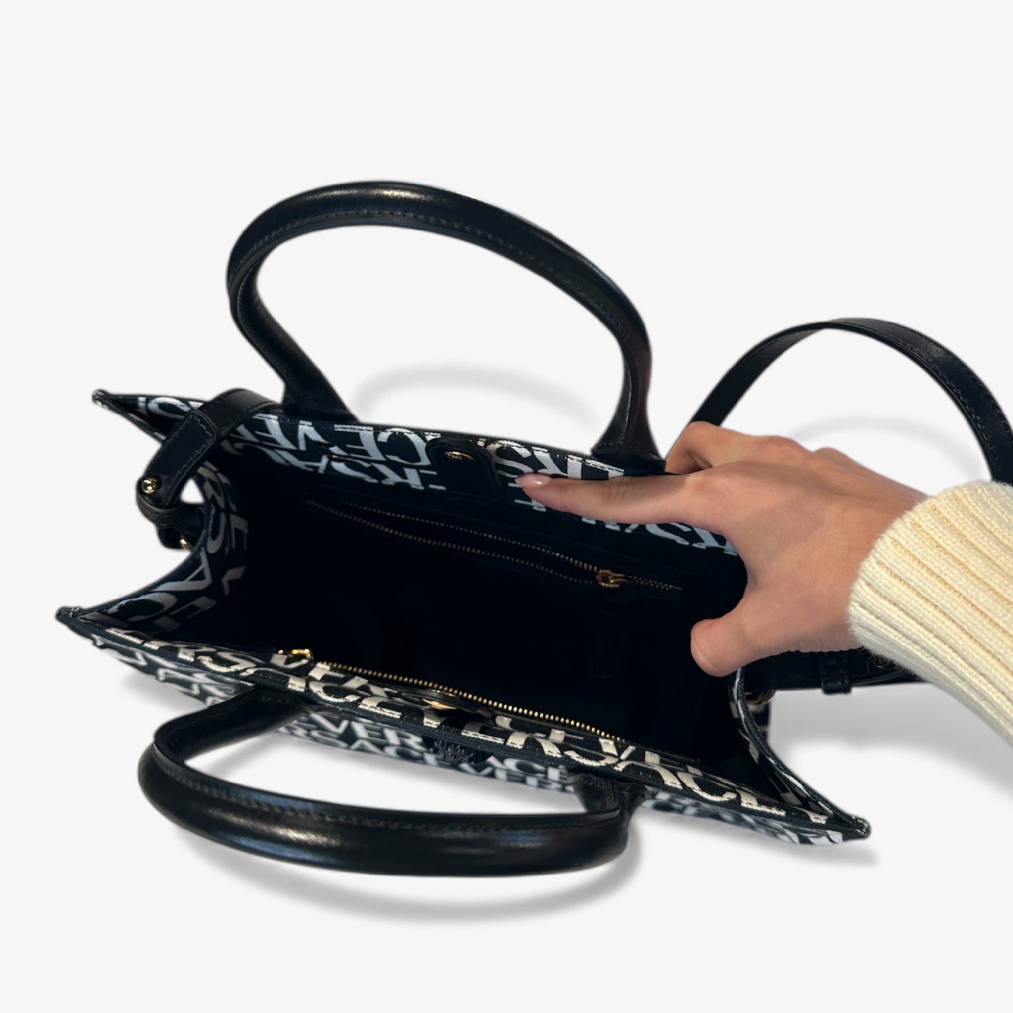 Versace B/W Medusa Logo Canvas Bag