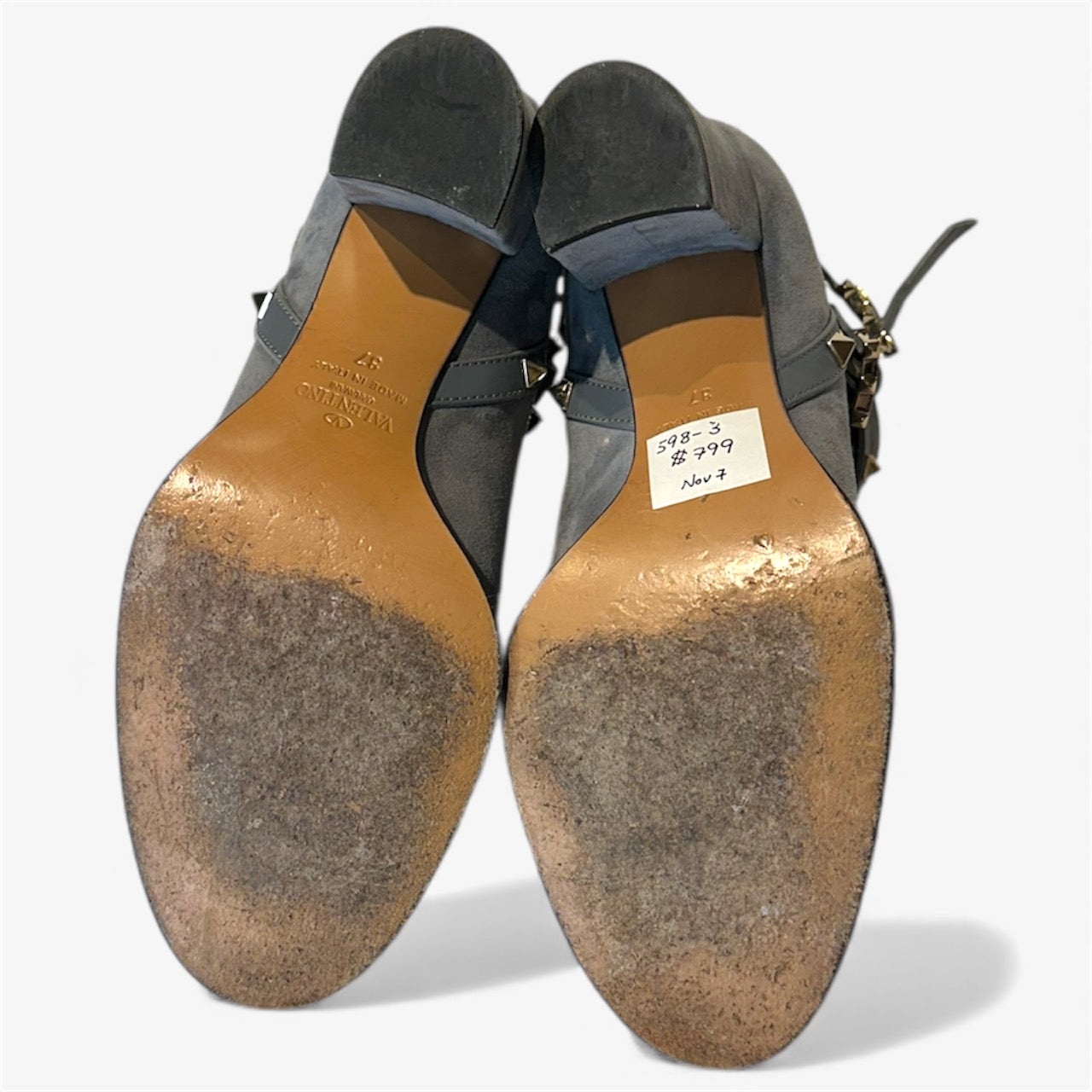 Valentino Blue Suede Rockstud Booties