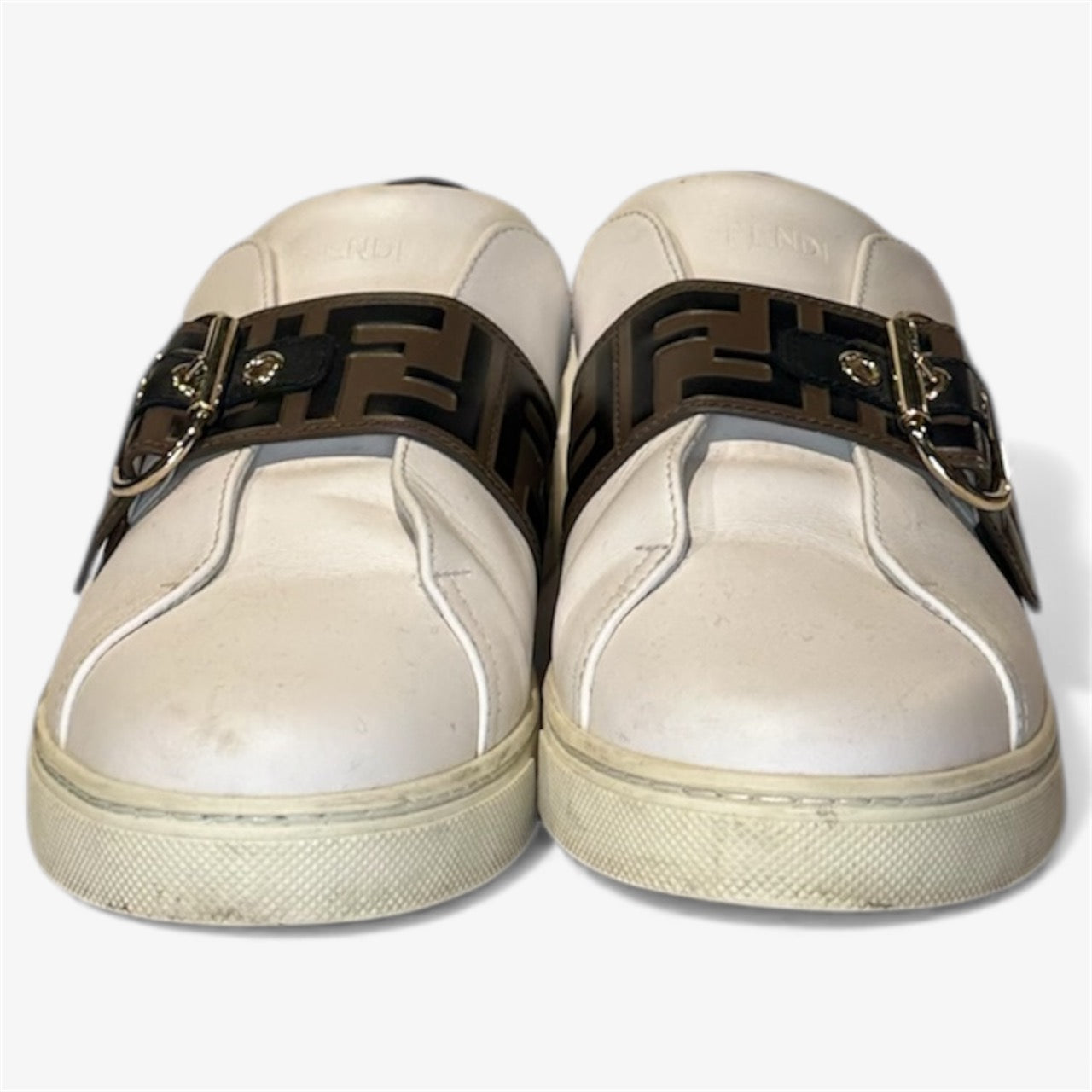 FENDI Signature White Leather Sneaker - Logo Strap