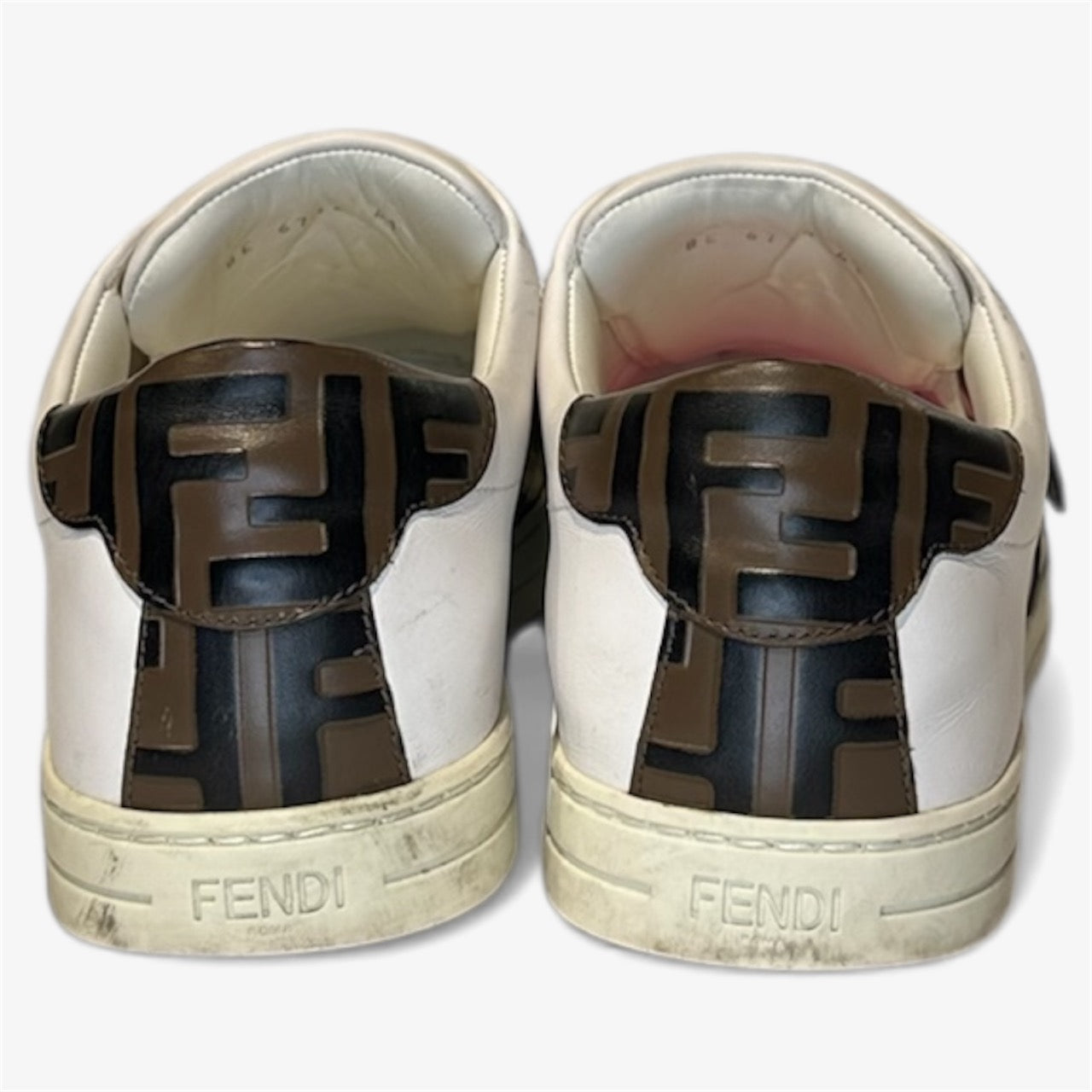FENDI Signature White Leather Sneaker - Logo Strap