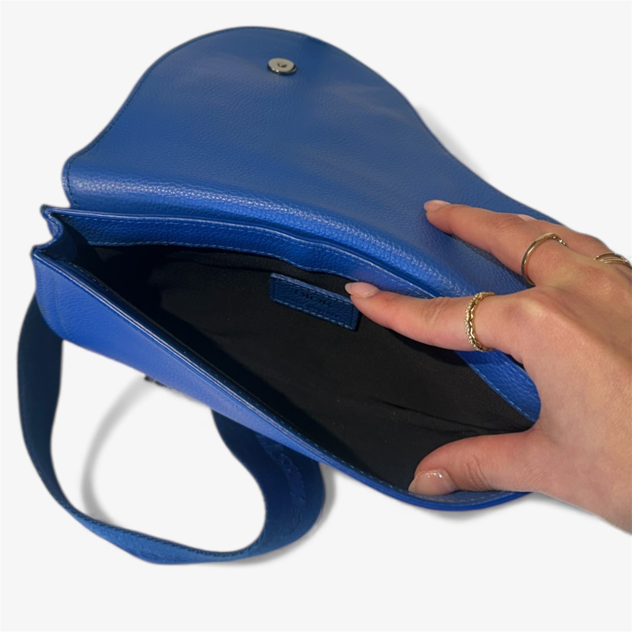 Christian Dior Blue Calfskin Saddle Bag