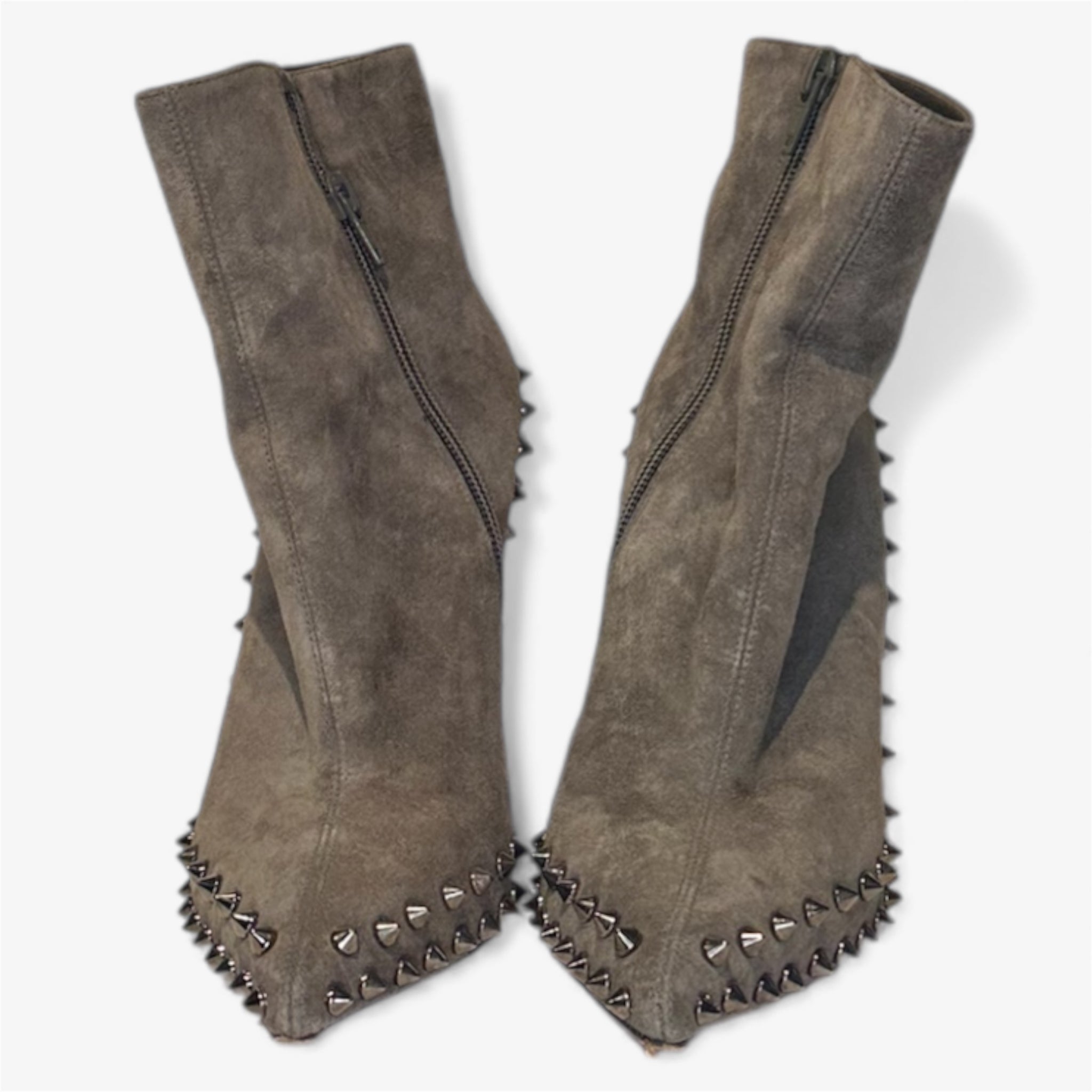 Christian Louboutin Grey Suede Wiletta Spike Booties
