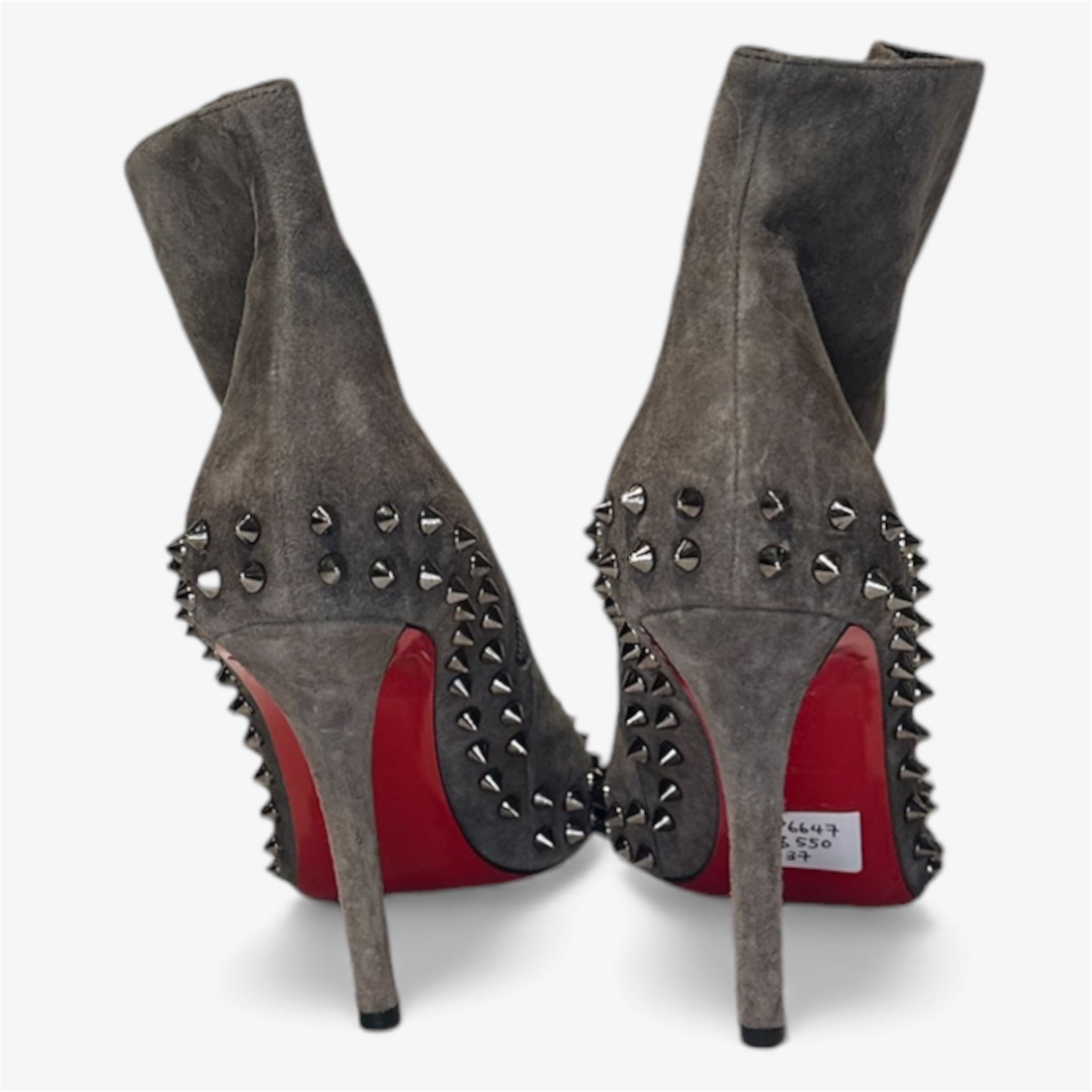 Christian Louboutin Grey Suede Wiletta Spike Booties