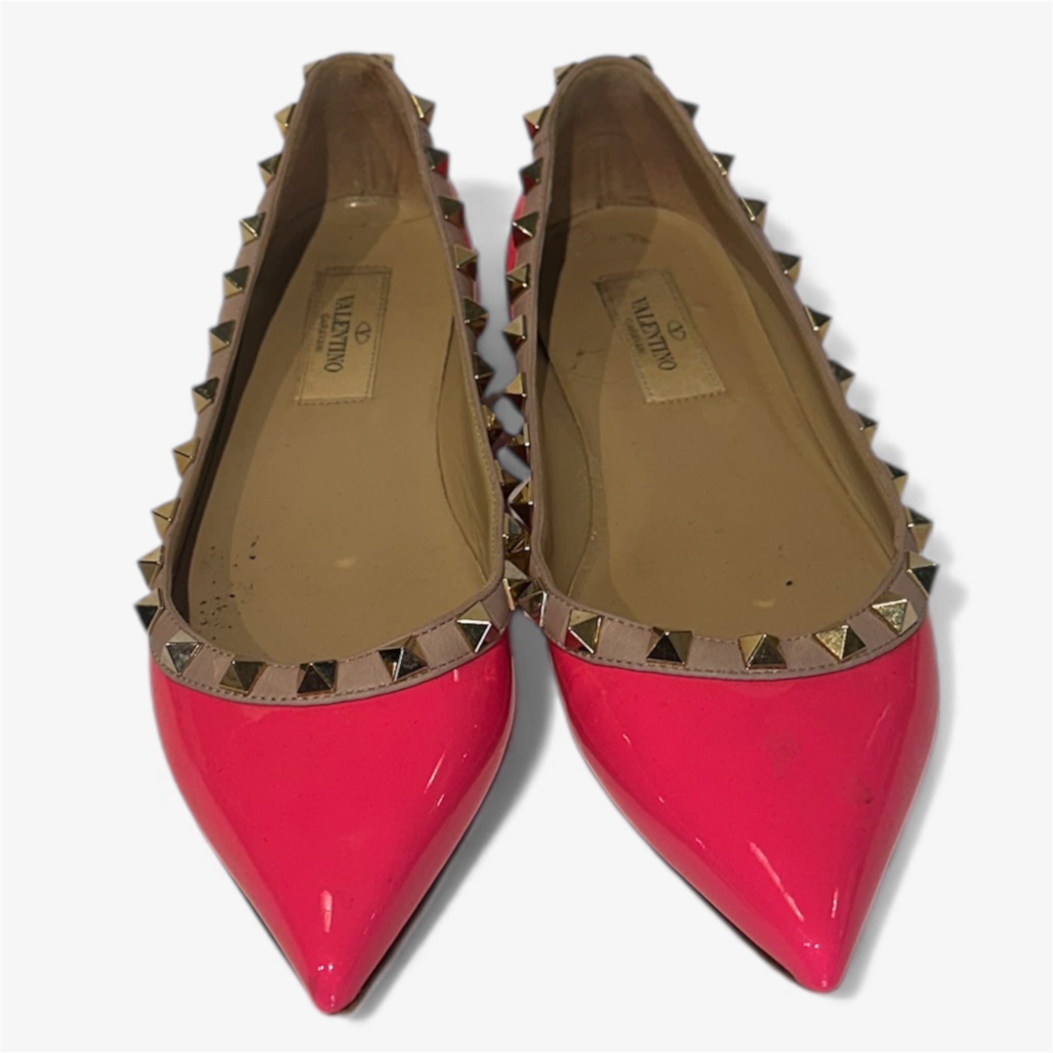 Valentino Pink Patent Leather Rockstud Flats