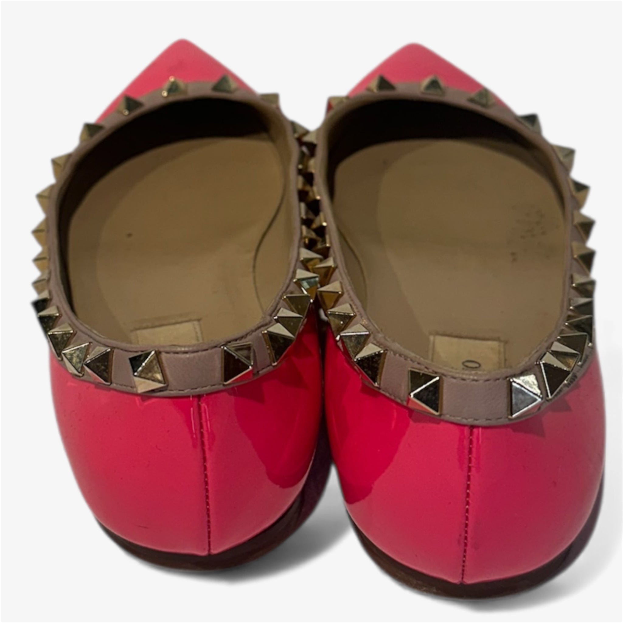 Valentino Pink Patent Leather Rockstud Flats