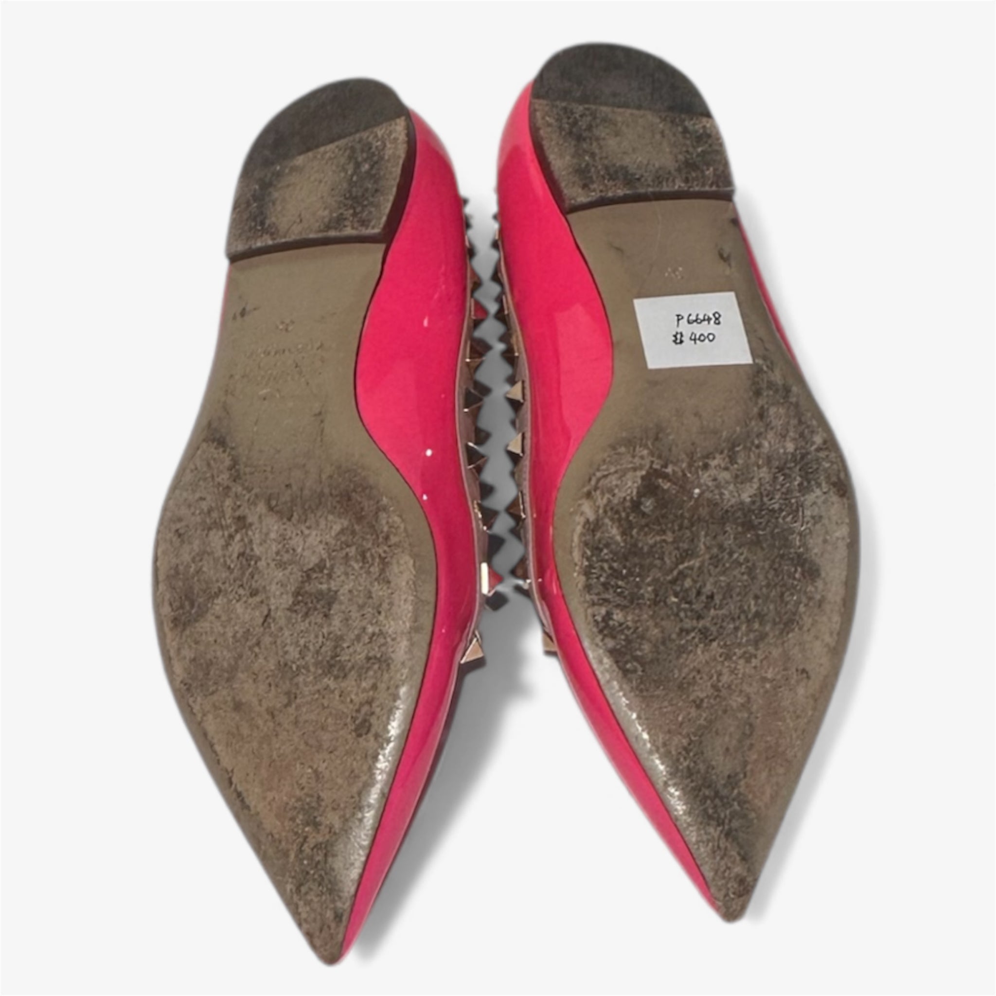 Valentino Pink Patent Leather Rockstud Flats