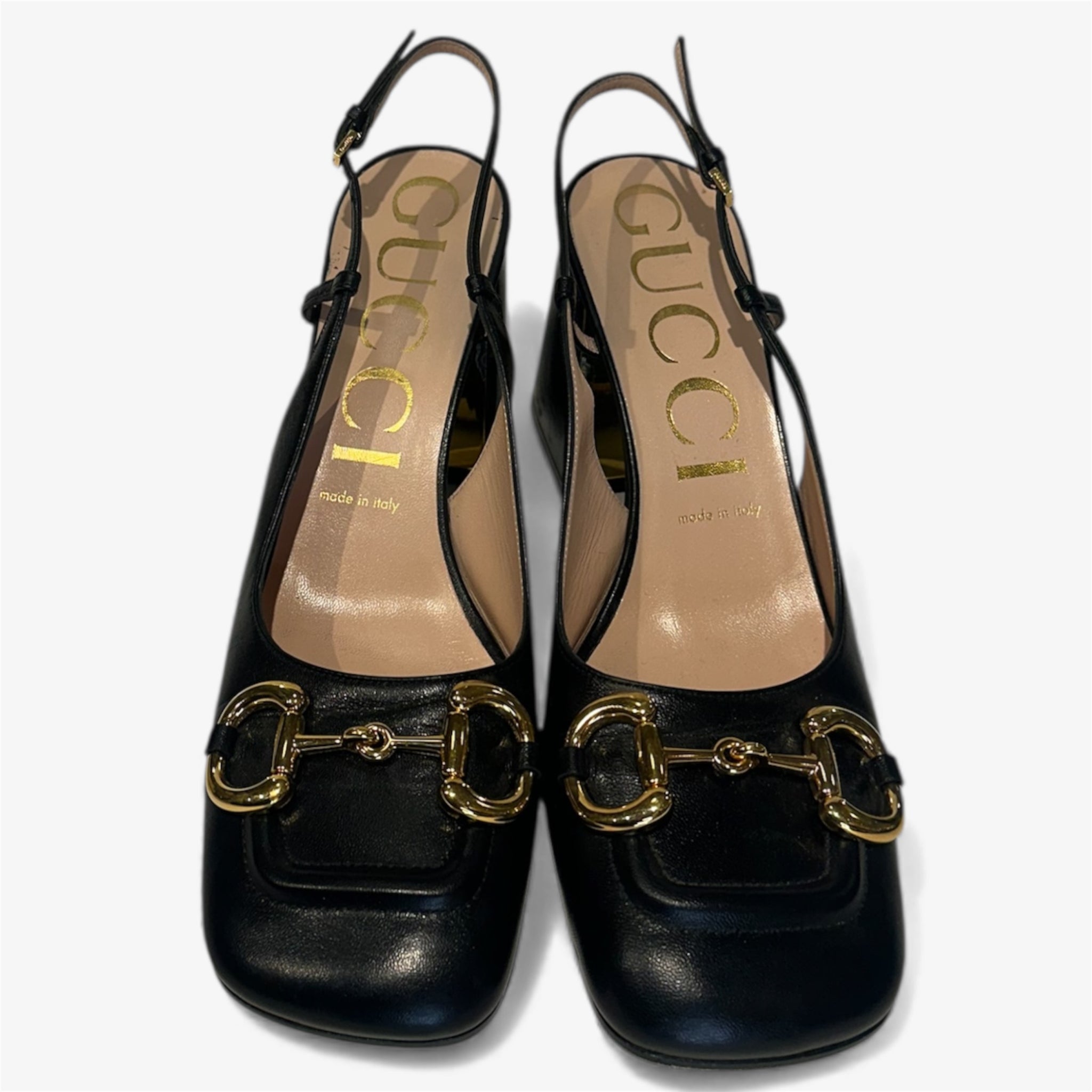 Gucci Black Slingback with Gold Horsebit