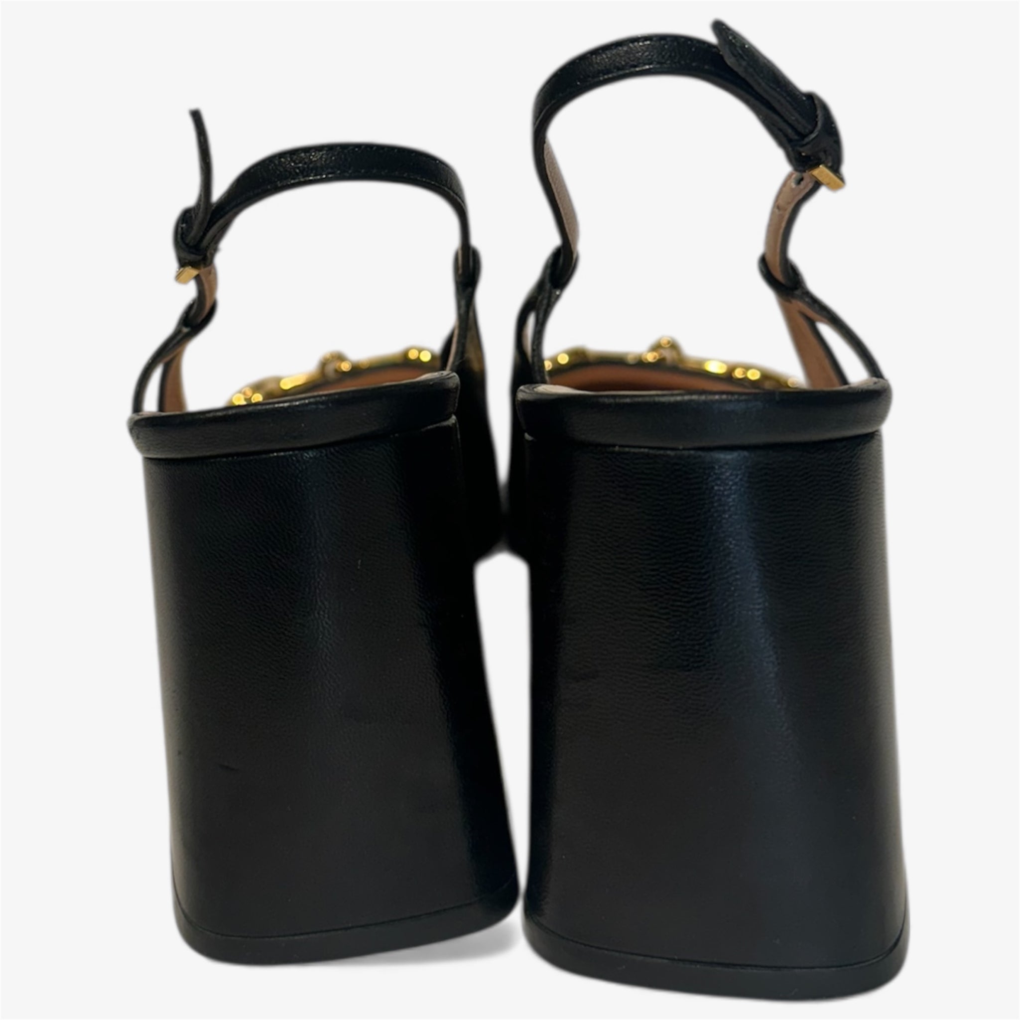 Gucci Black Slingback with Gold Horsebit