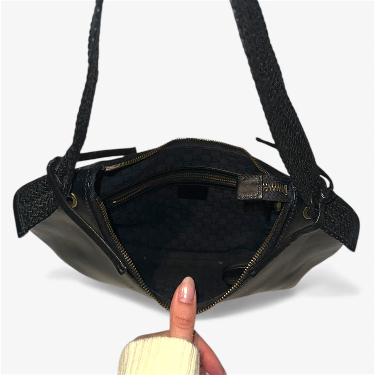 Gucci Black Leather Half Moon Bag